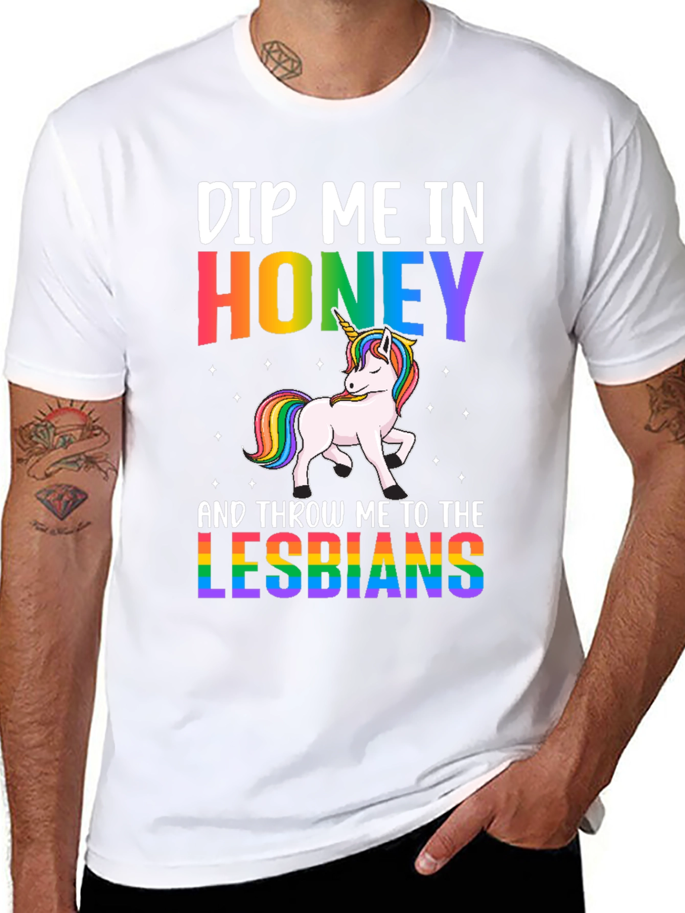 Black Dip Me In Honey Lesbians Graphic Tee view 8