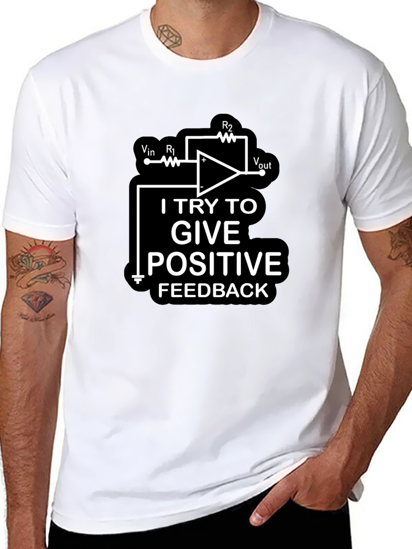 Black I Try To Give Positive Feedback Black T-Shirt view 8