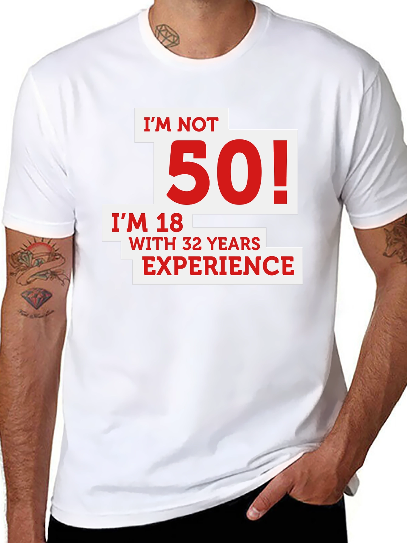 Black Funny 50th Birthday T-Shirt - I'm Not 50! view 8