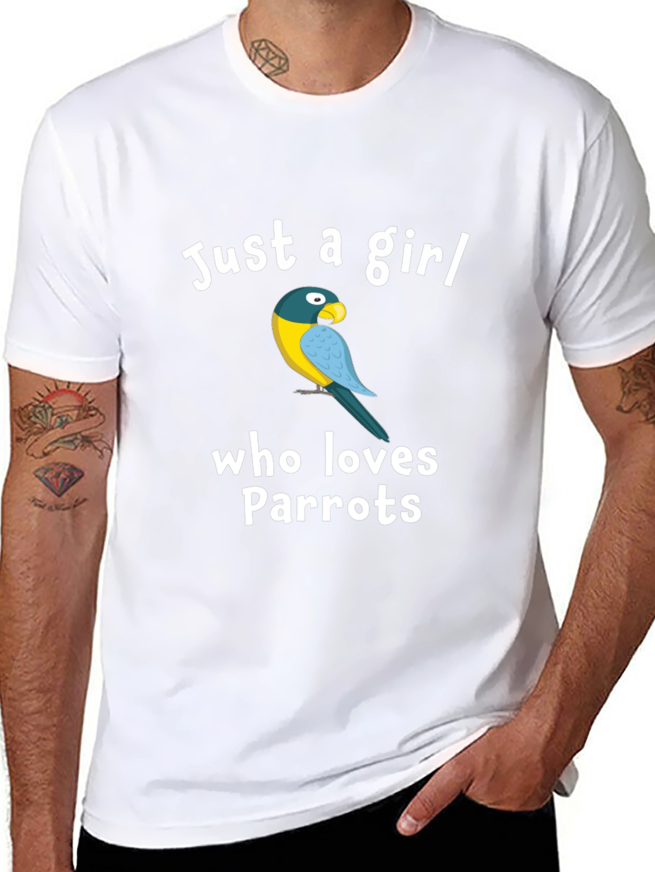 Black Just a Girl Who Loves Parrots T-Shirt view 8