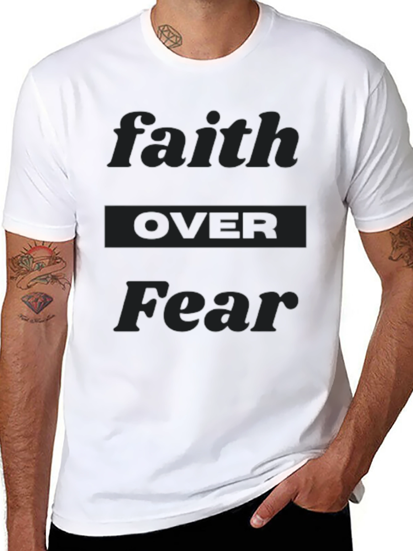 Black Faith Over Fear Black T-Shirt view 8