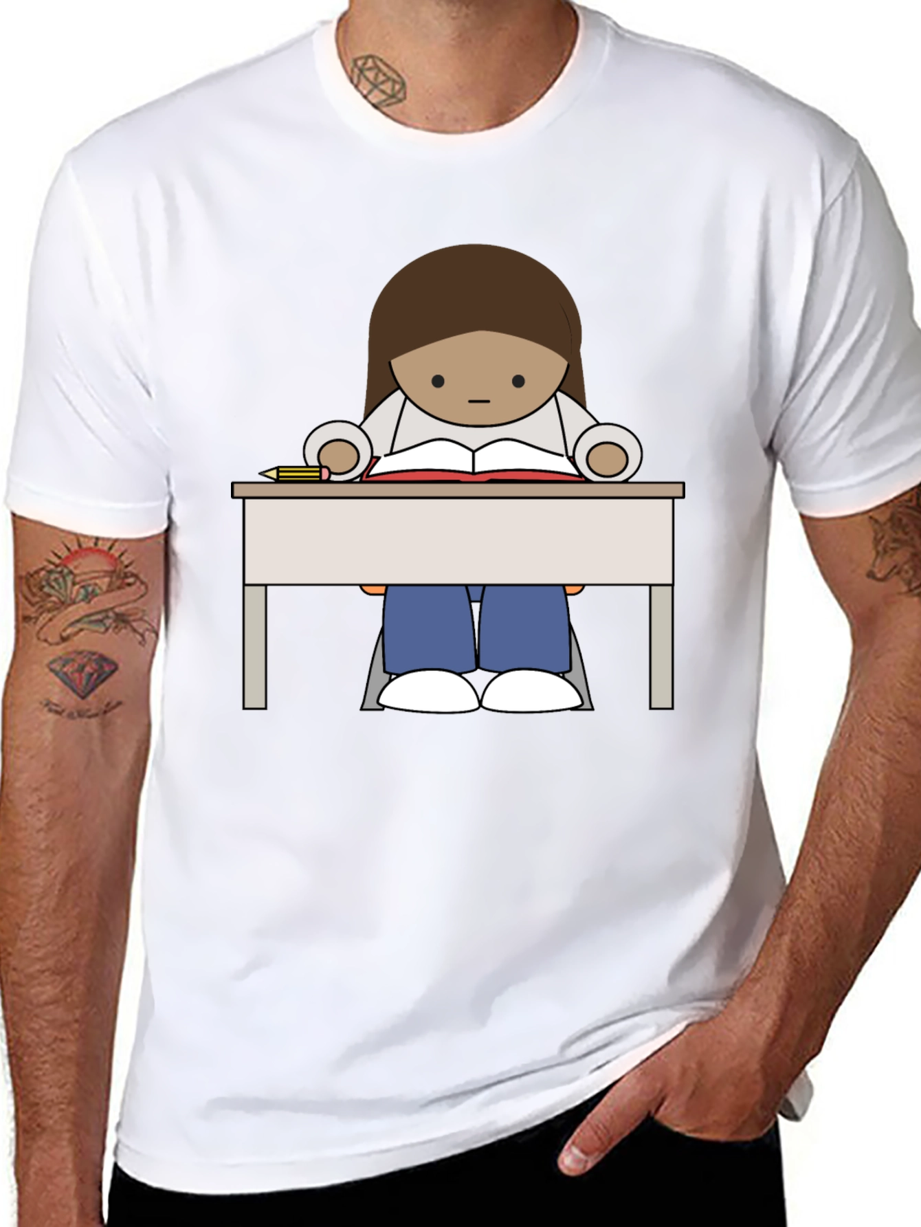 Studious Cartoon Graphic Tee - 8