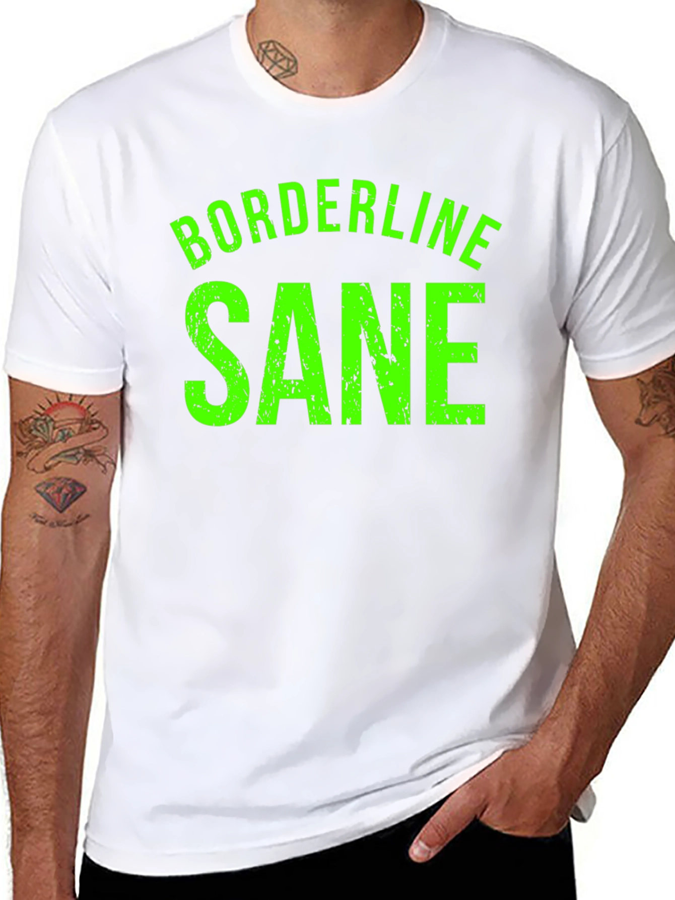 Black Borderline Sane Graphic Tee - Funny T-Shirt view 8