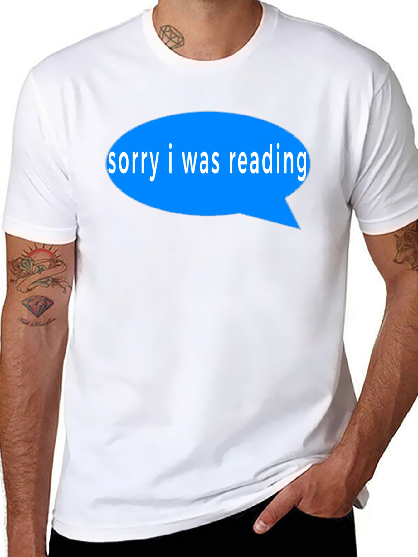 Black Reading T-Shirt - Sorry I Was Reading Blue Speech Bubble view 8