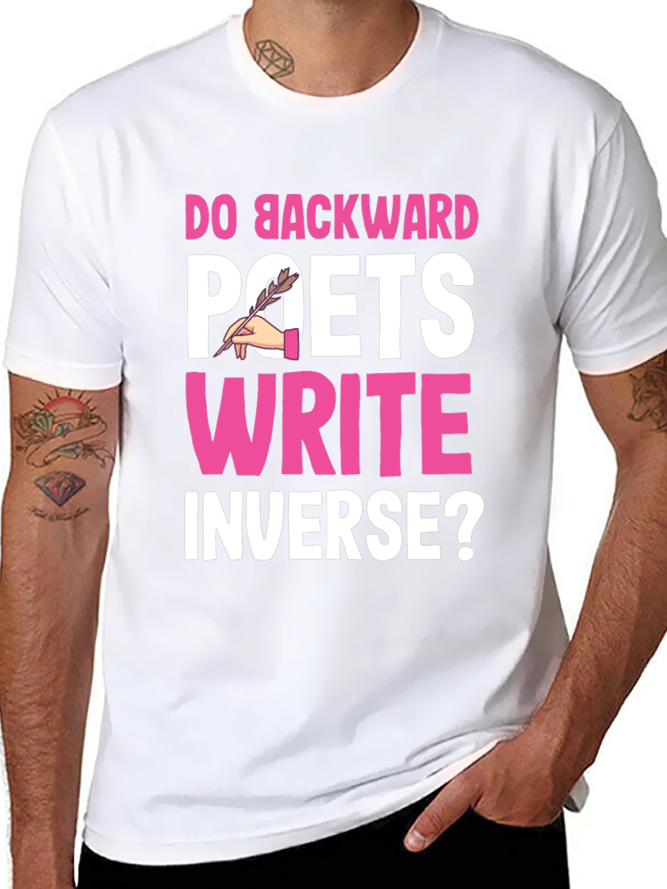 Black Do Backward Poets Write Inverse? Graphic T-Shirt view 8
