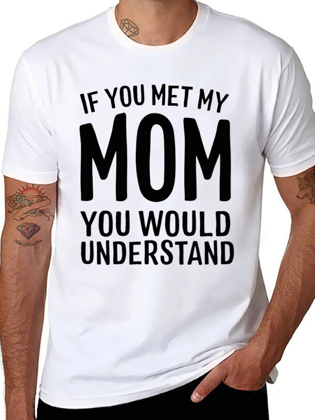 Black Funny "If You Met My Mom" Graphic T-Shirt view 8