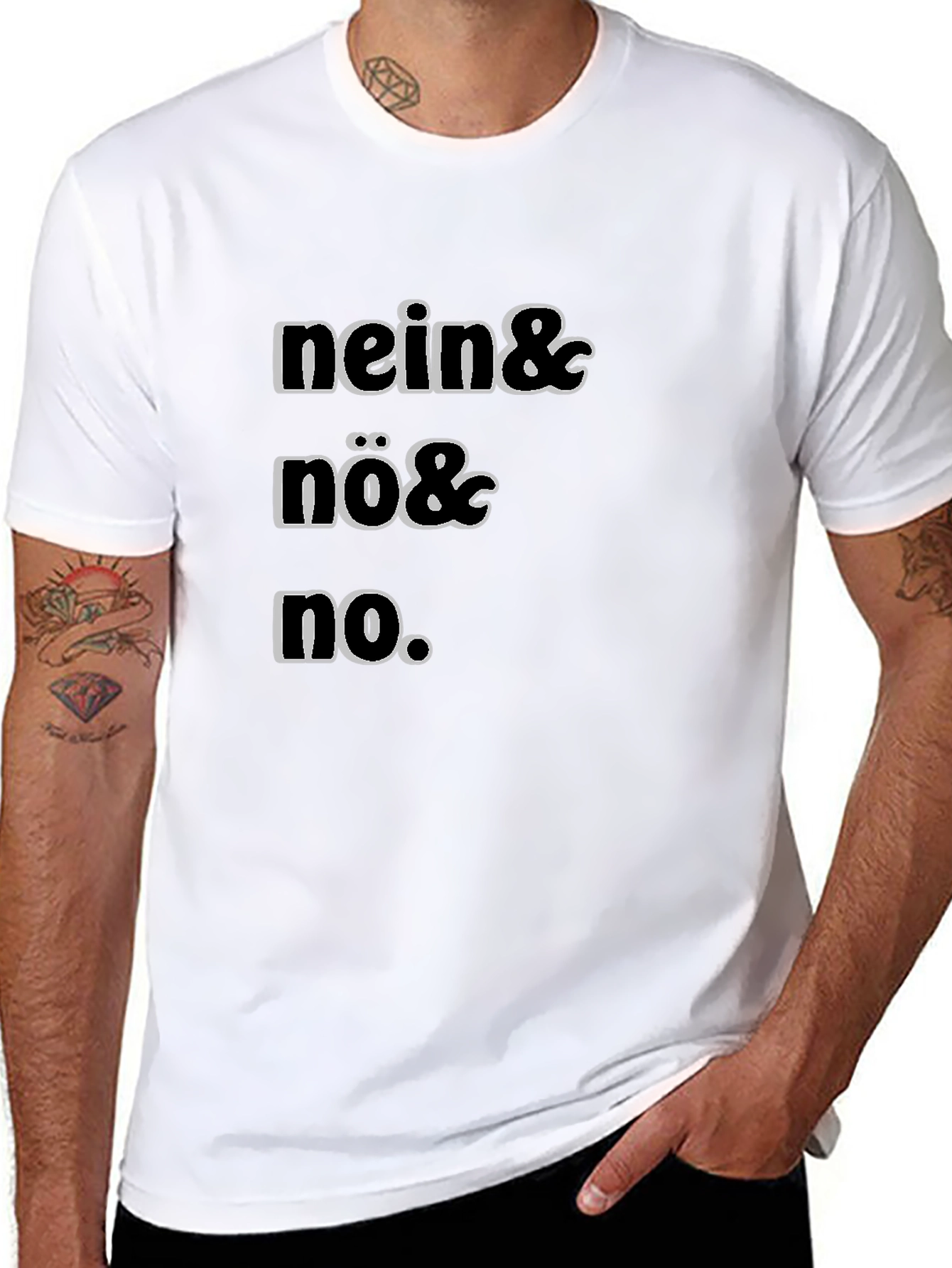 Black Nein, Nö, No Funny T-Shirt view 8