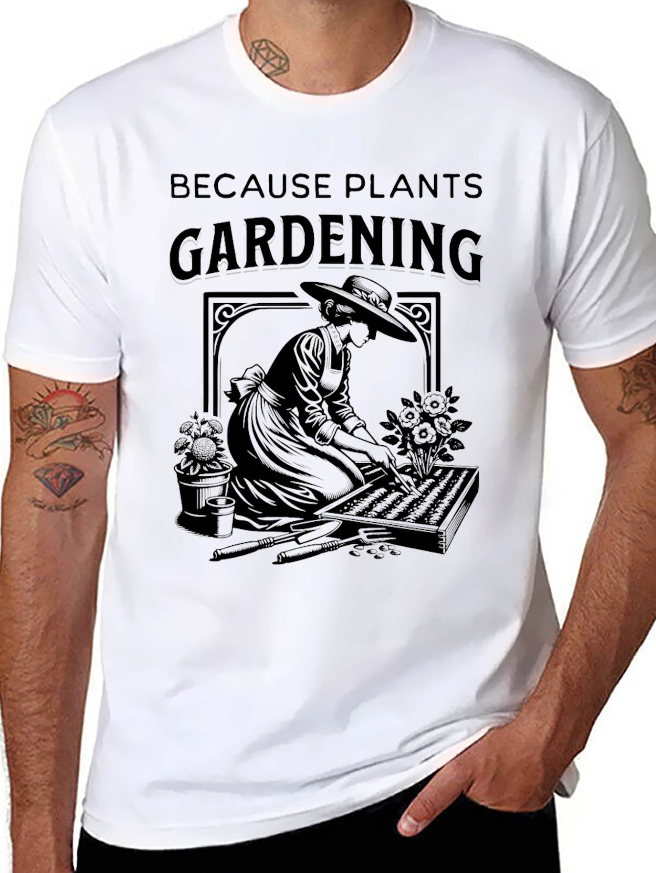 Black Gardening Graphic T-Shirt - Plants Lover view 8