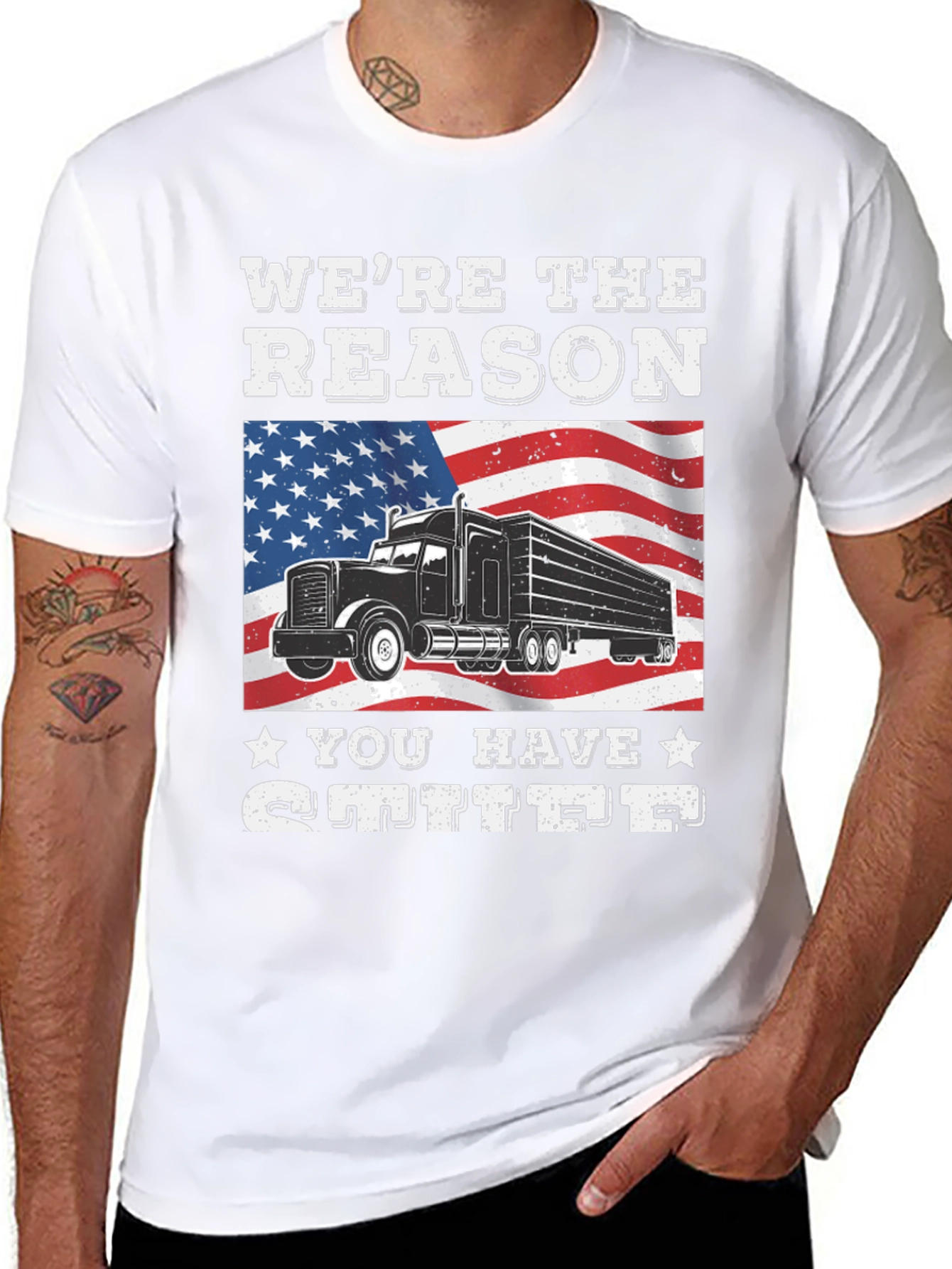Black We're the Reason You Have Stuff T-Shirt view 8