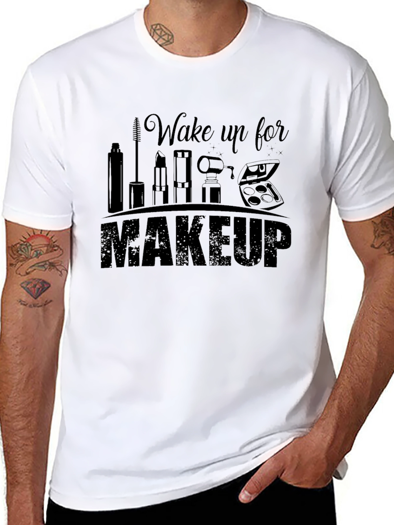 Black Wake Up For Makeup T-Shirt view 8