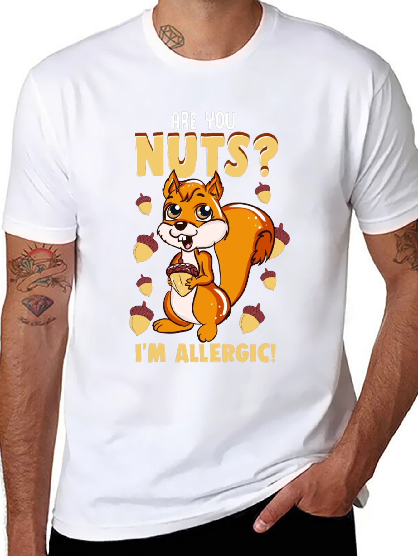 Black Funny Squirrel Nut Allergy T-Shirt view 8