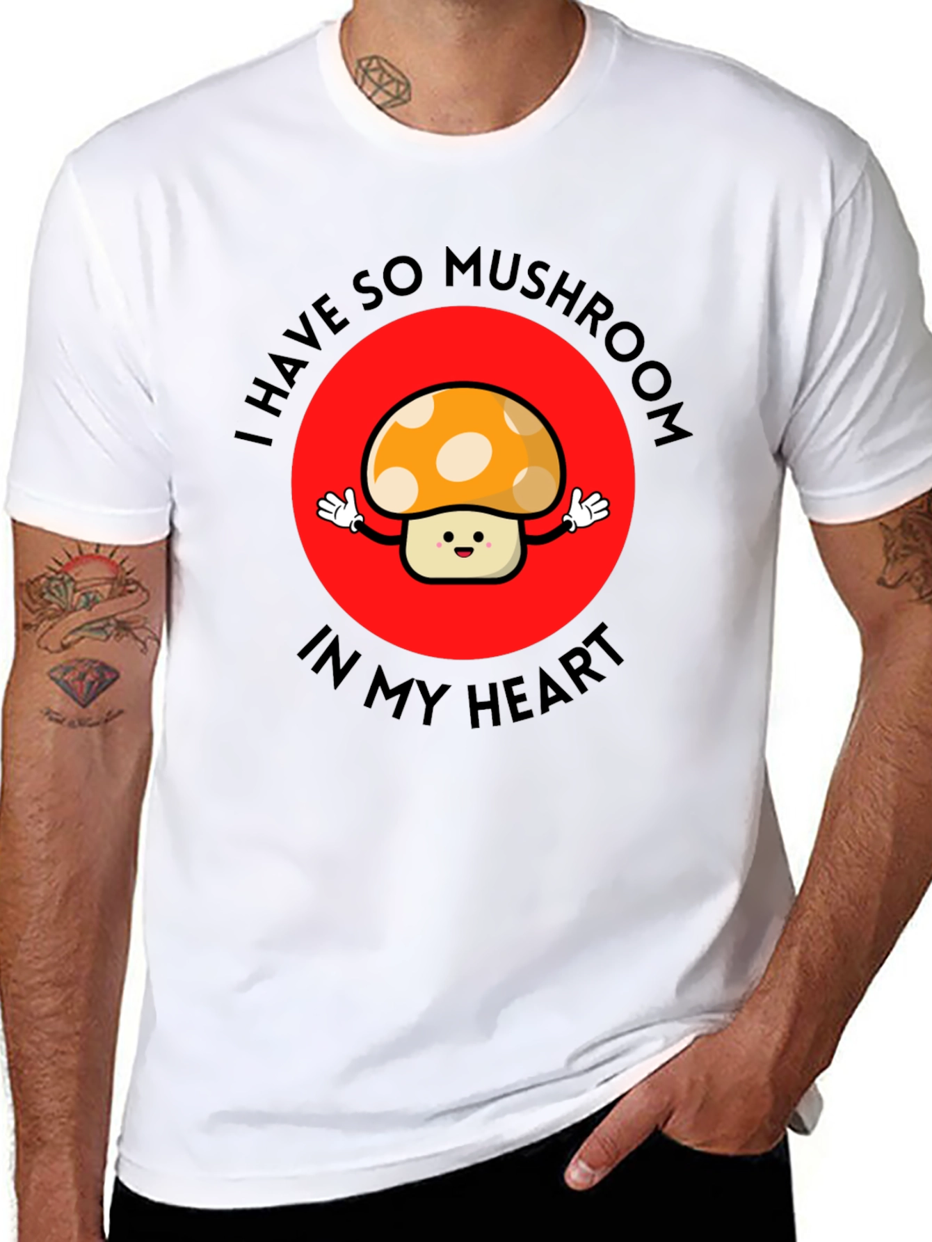 Black Mushroom Heart Graphic Tee - Cute & Playful T-Shirt view 8
