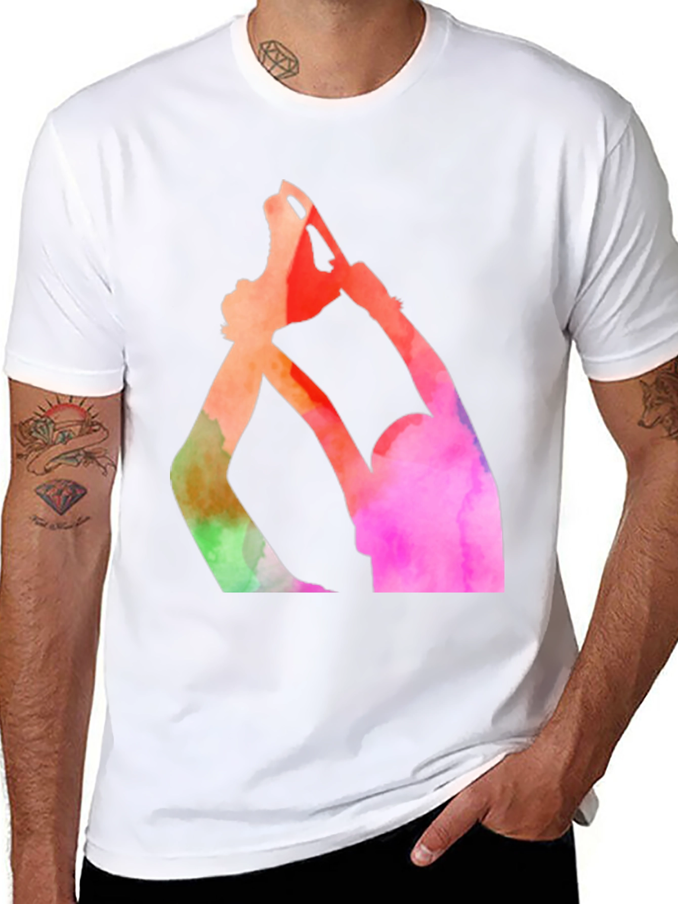 Black Watercolor Figure Skating T-Shirt - Black view 8