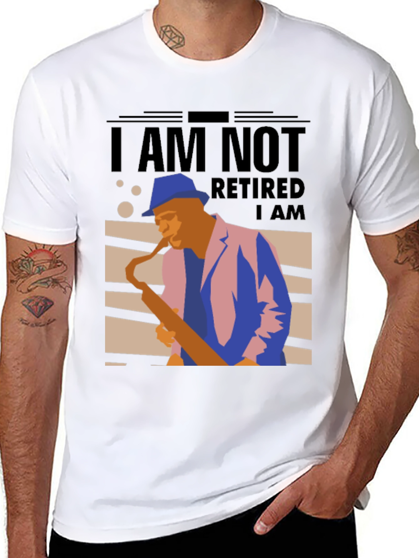 Black I Am Not Retired T-Shirt - Musician Sax Player Graphic Tee view 8