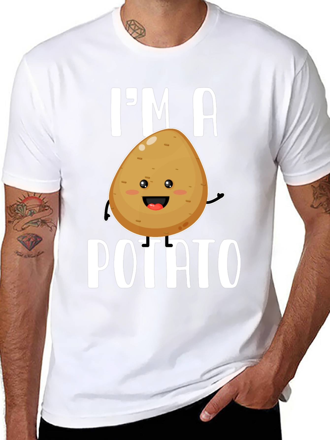 Black I'm a Potato Funny Graphic Tee Shirt view 8