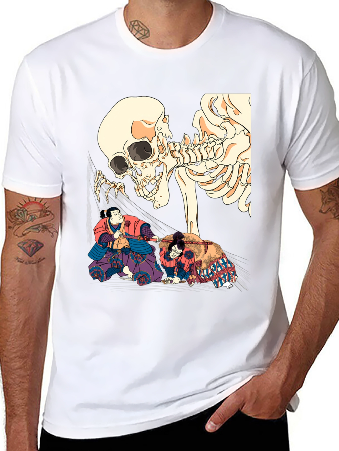 Black Skull & Sumo Wrestler Graphic T-Shirt view 8