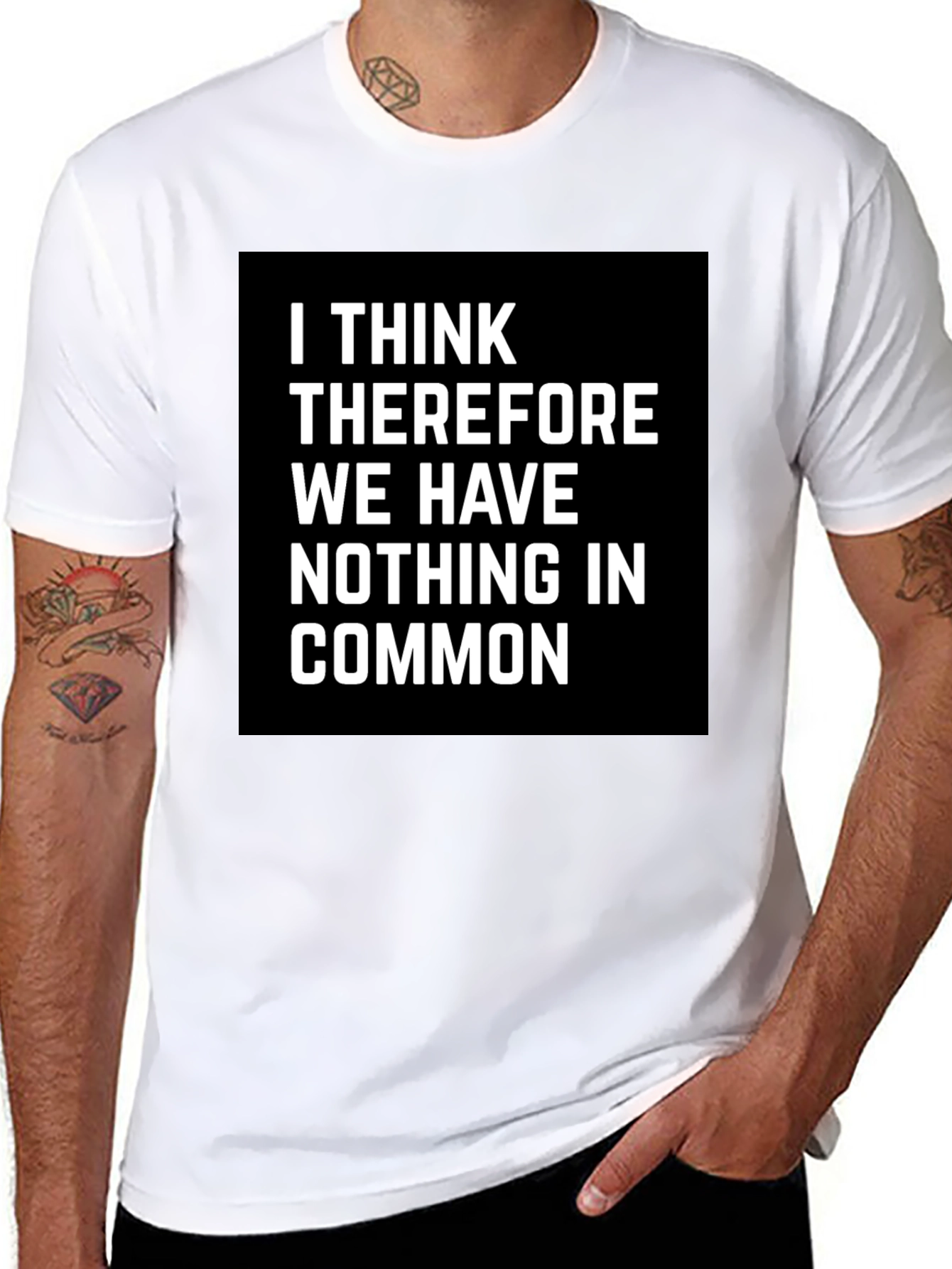 Black I Think Therefore Funny T-Shirt view 8