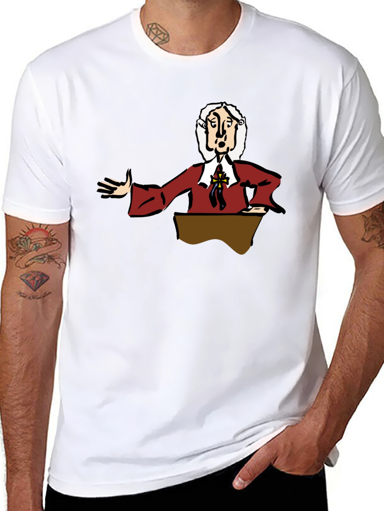 Black Cartoon Preacher Black T-Shirt view 8