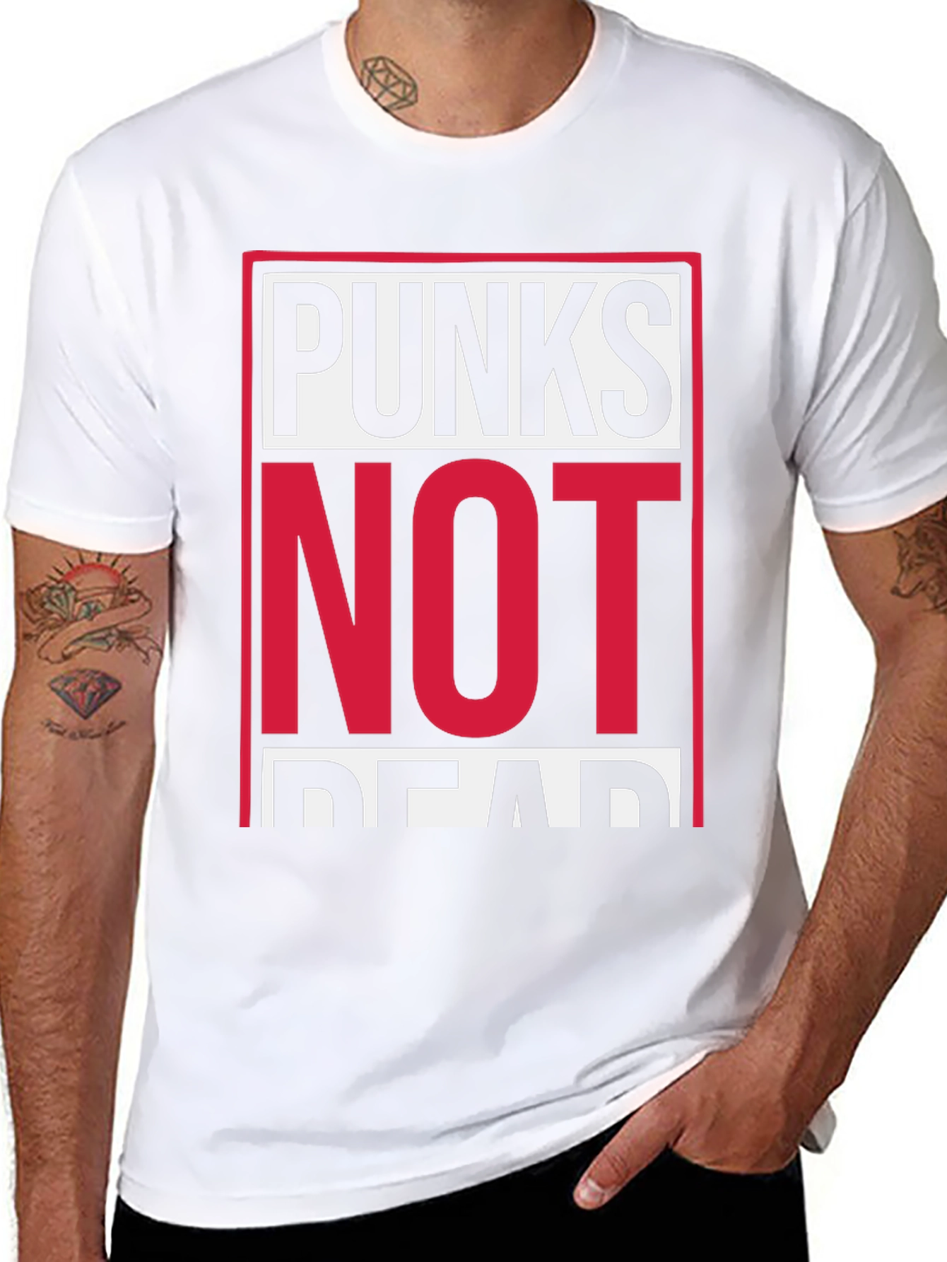 Black Punks Not Dead Graphic Tee - Black Cotton T-Shirt view 8