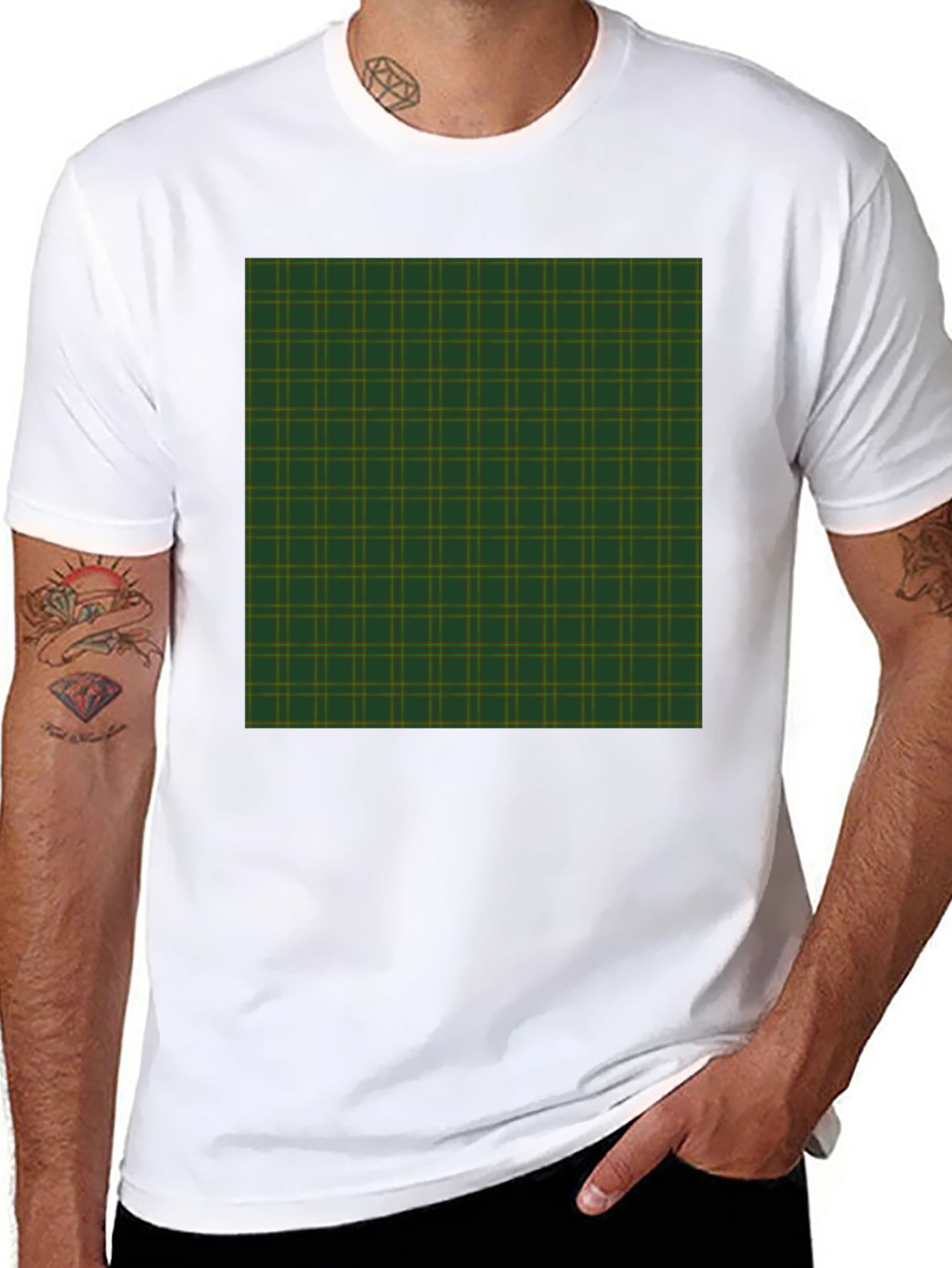 Black Plaid Pattern Graphic Tee - Black view 8