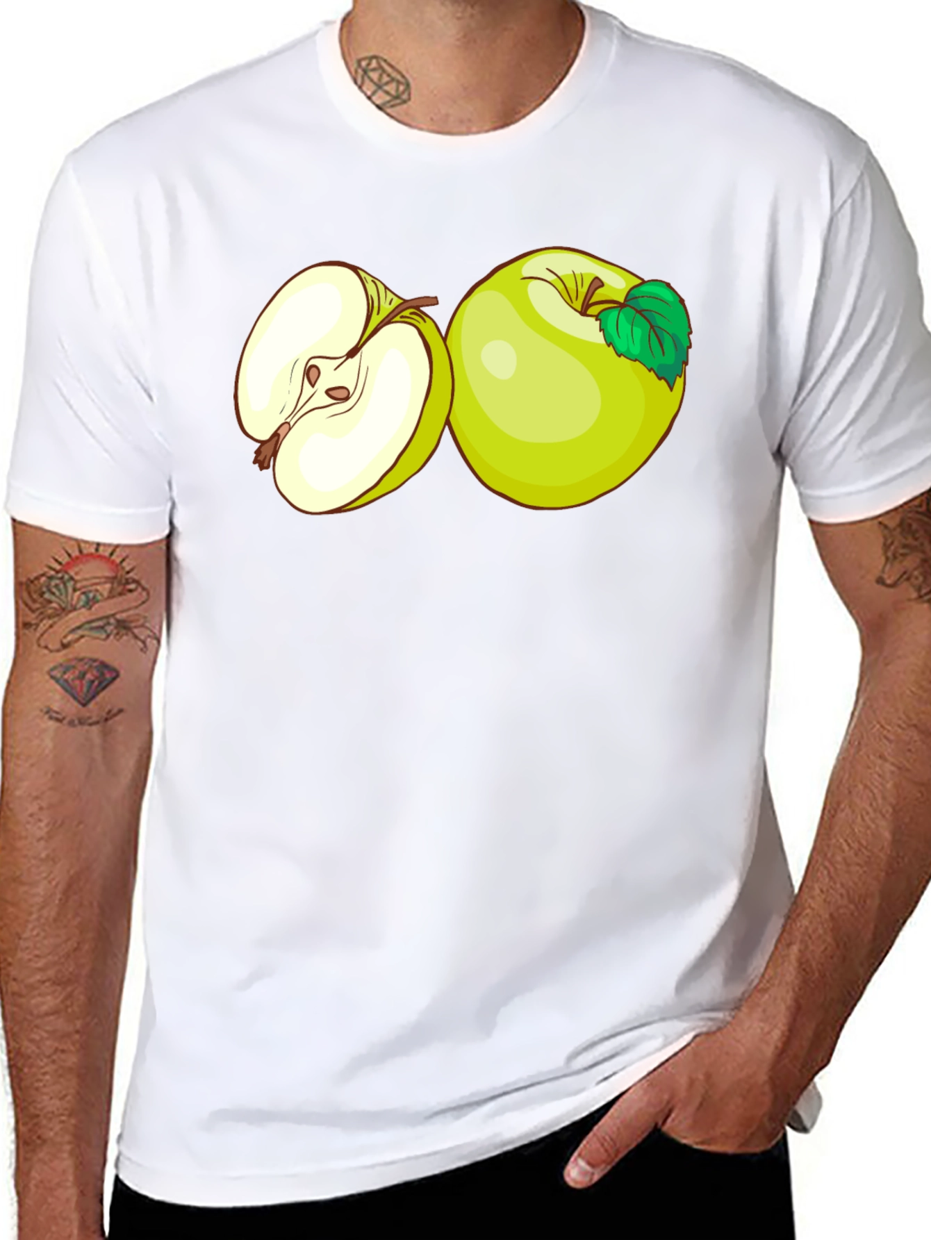 Black Apple Graphic Black T-Shirt view 8
