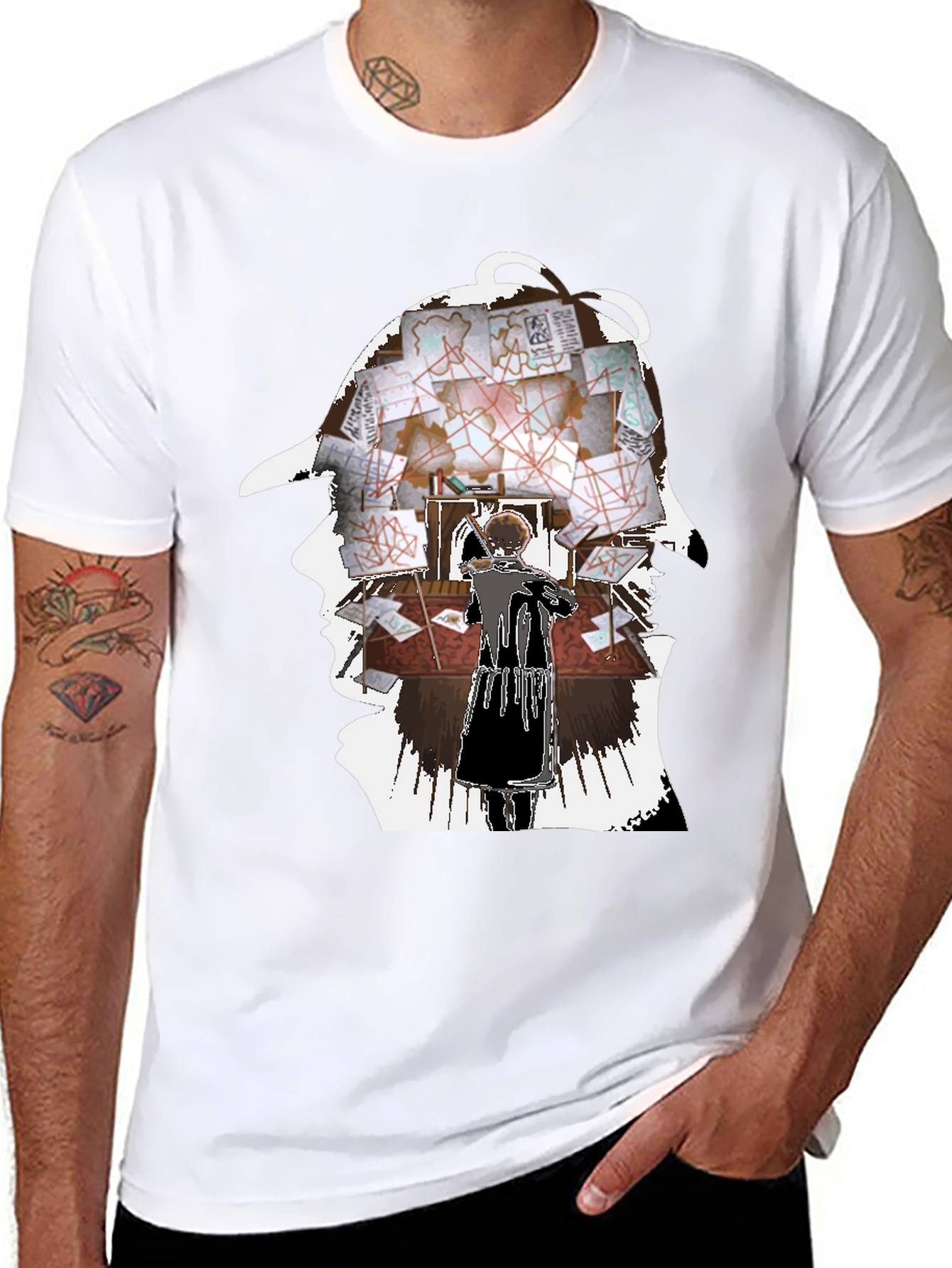 Black Sherlock Holmes Inspired Graphic Tee view 8