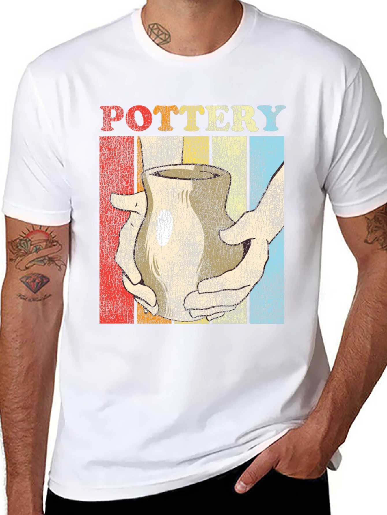 Black Retro Pottery T-Shirt - Vintage Style Ceramic Art Tee view 8