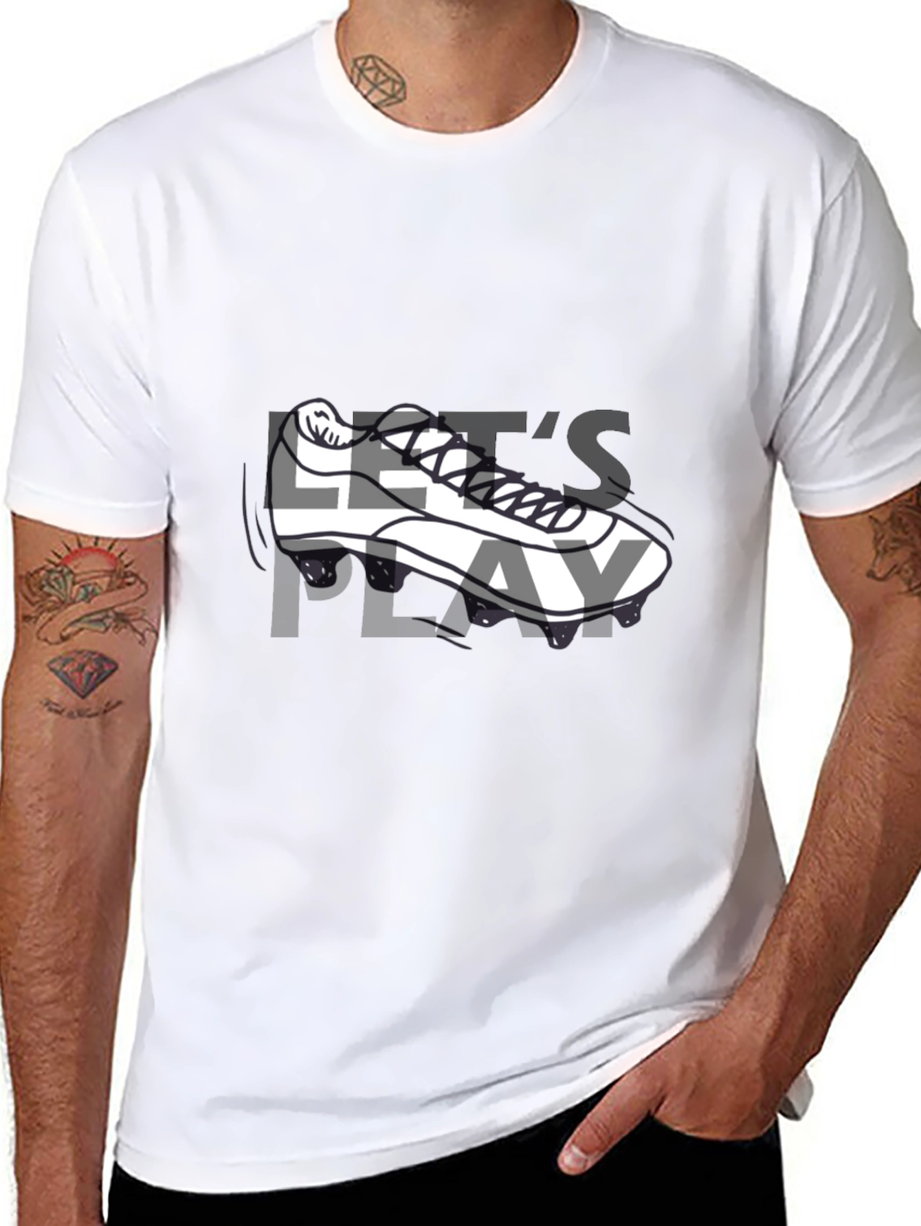 Black Let's Play T-Shirt: Sporty Shoe Graphic Tee view 8