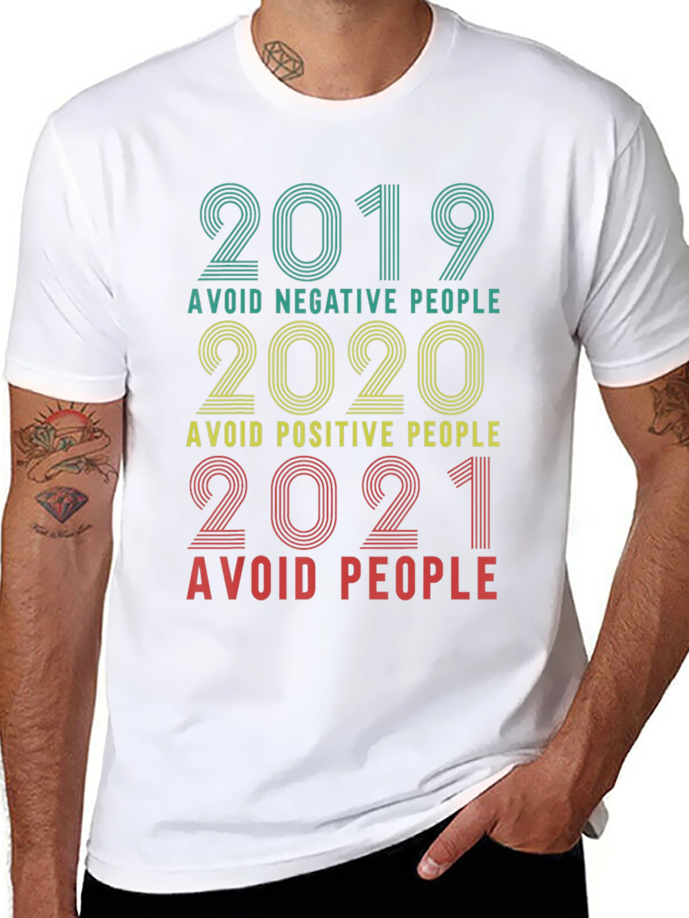 Black Avoid People T-Shirt Funny Year Sarcastic Novelty Tee view 8