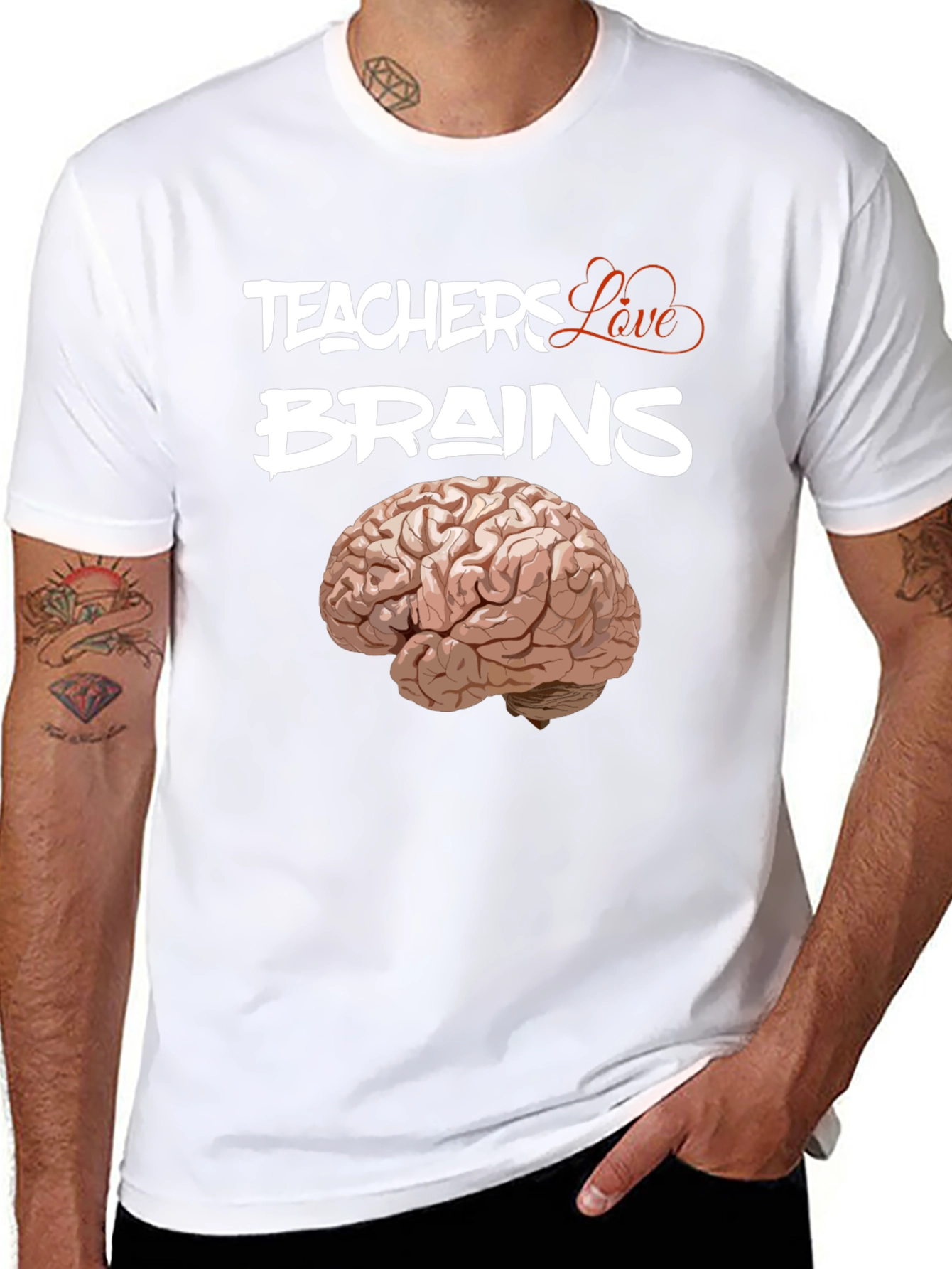 Black Teachers Love Brains Graphic T-Shirt view 8