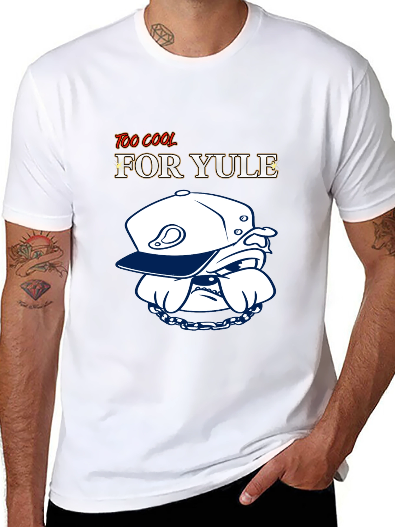 Black Too Cool For Yule T-Shirt: Bulldog Style view 8
