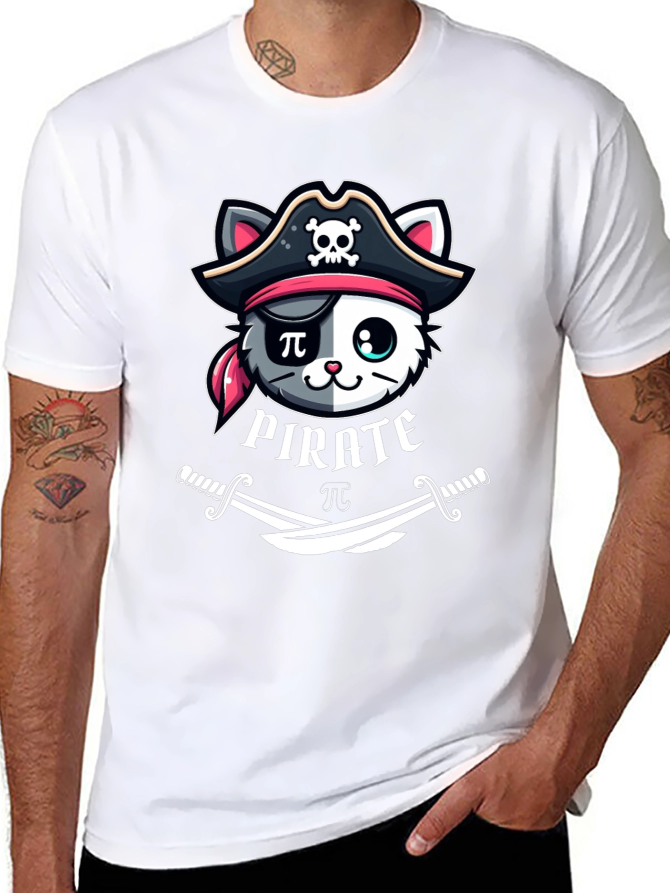 Black Pirate Cat T-Shirt - Funny Cartoon Tee view 8