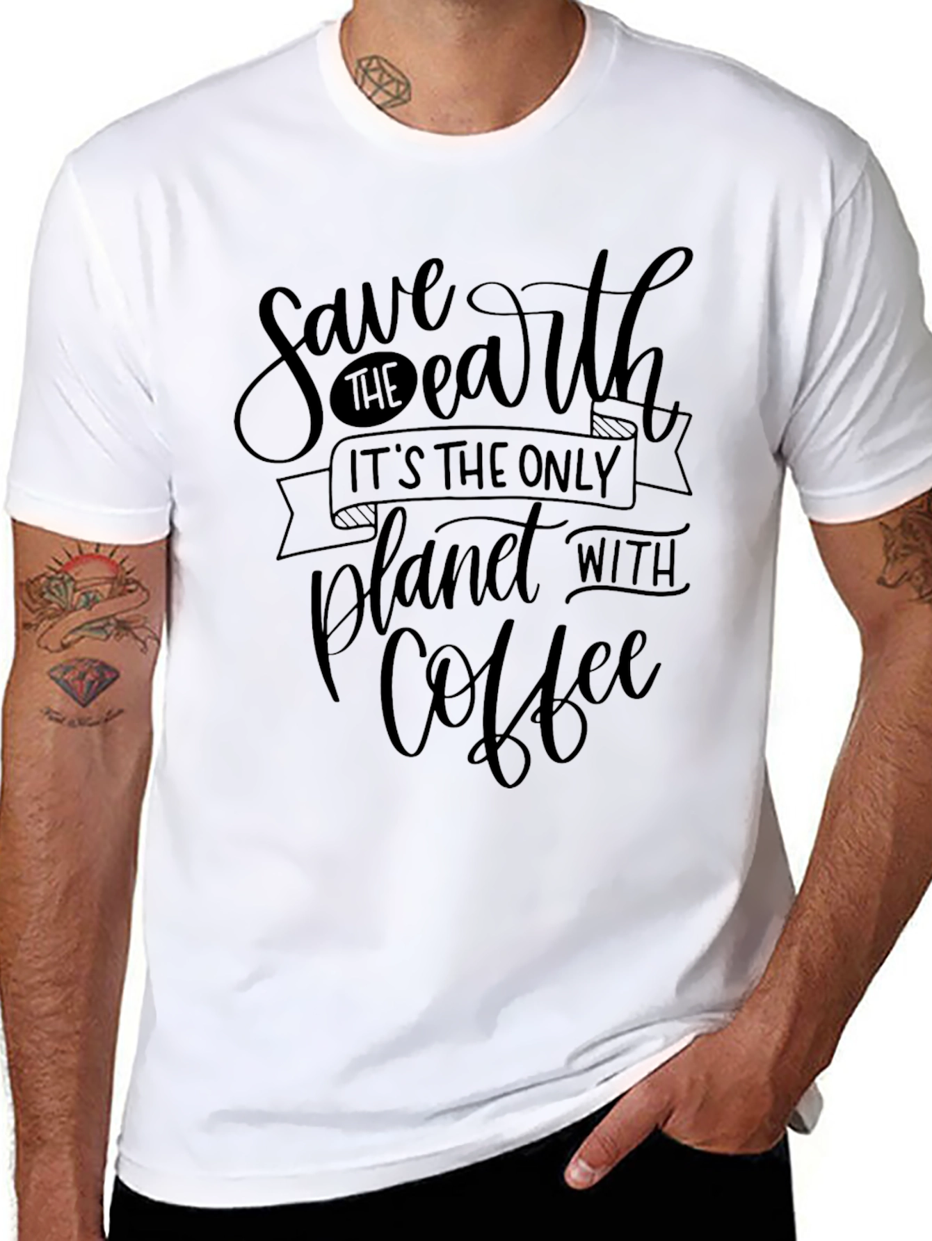 Black Save the Earth Coffee T-Shirt view 8