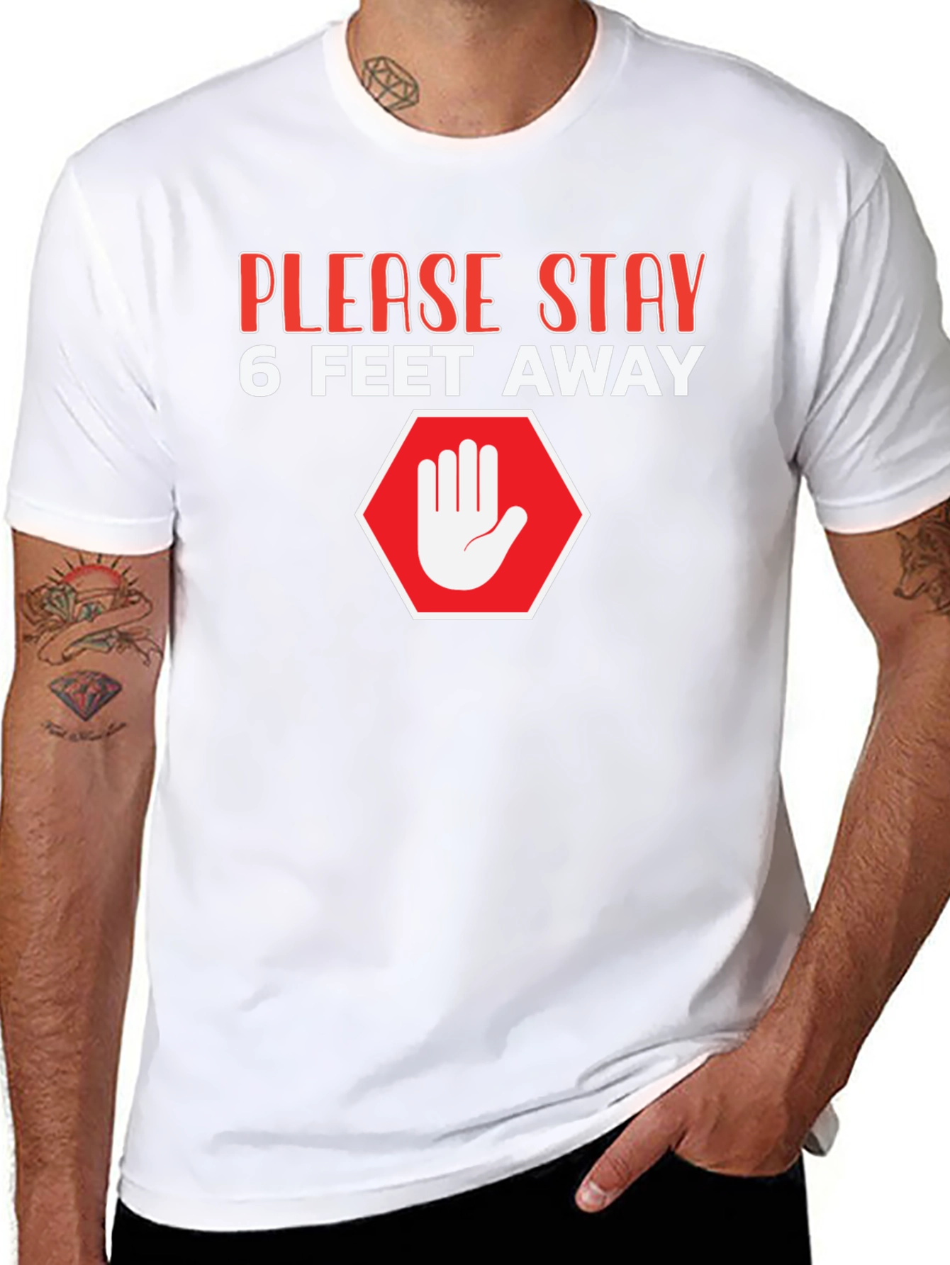 Black Stay Away Graphic Tee - Social Distancing T-Shirt view 8
