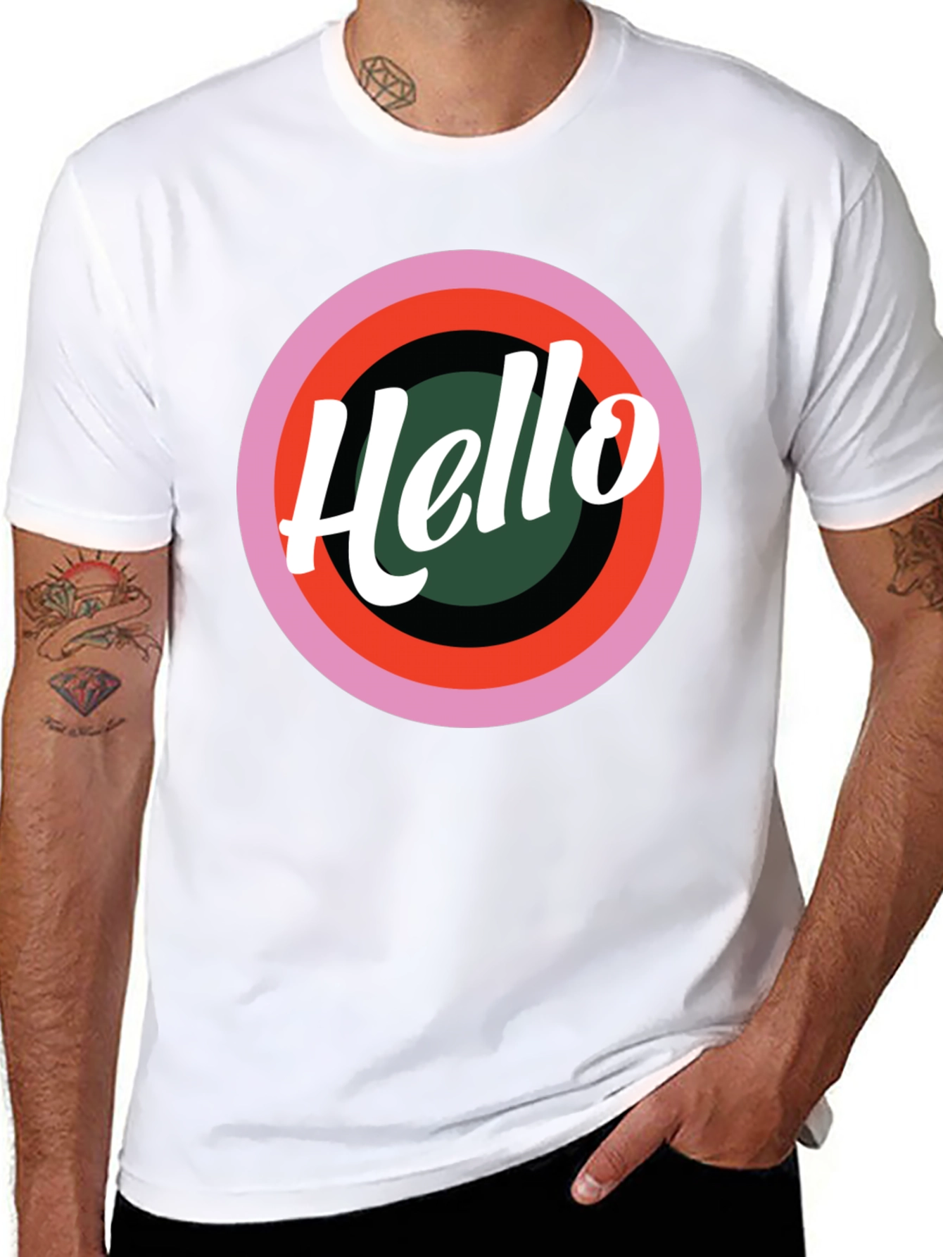 Black Hello Retro Graphic Tee - Stylish Casual T-Shirt view 8