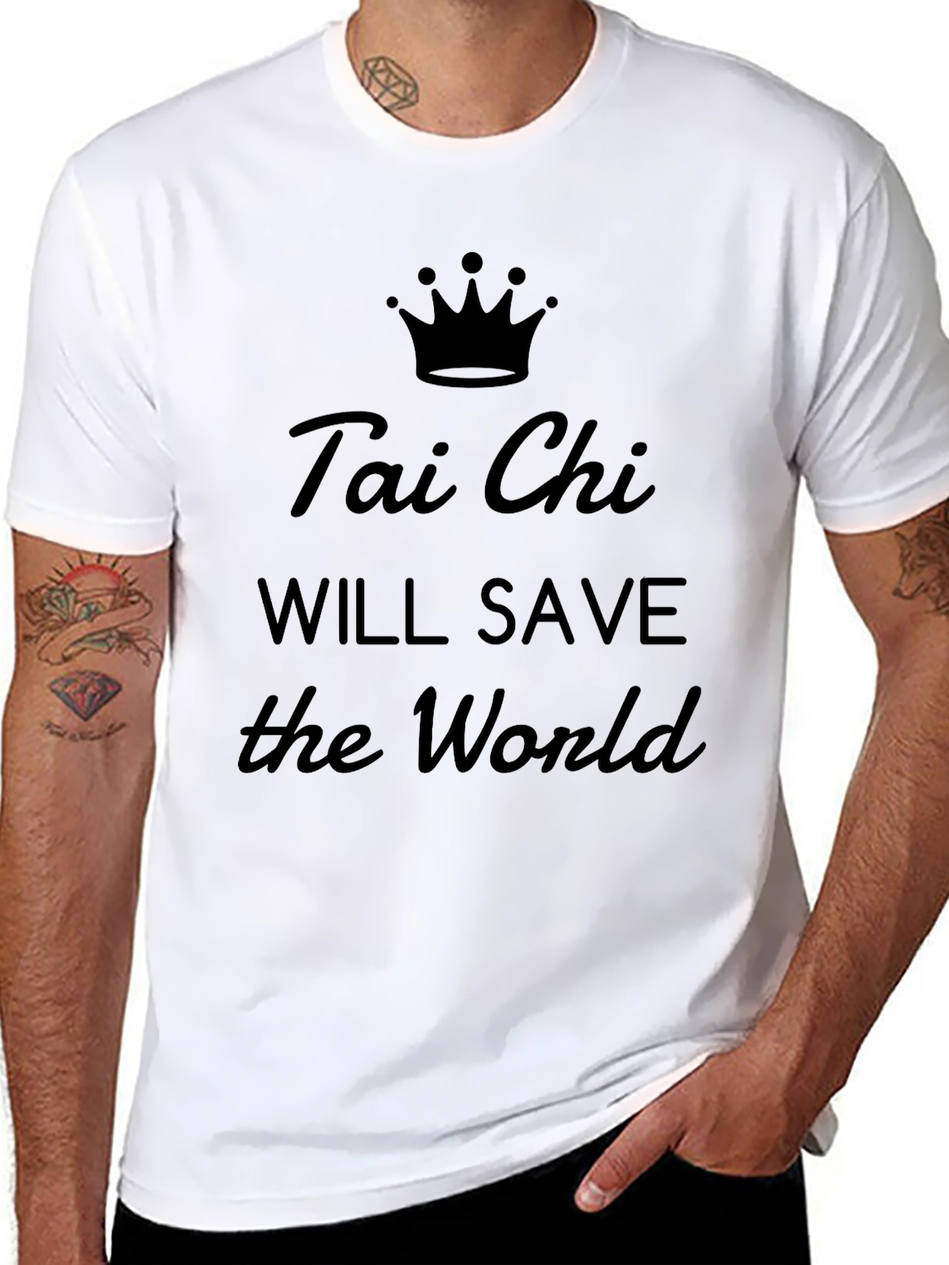 Black Tai Chi Will Save The World Graphic Tee view 8