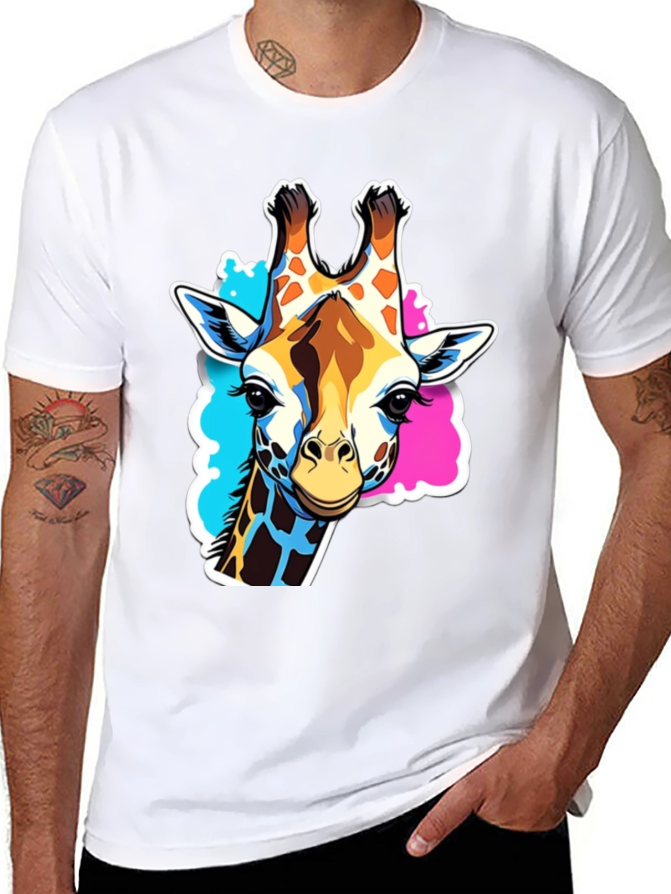 Giraffe Graphic Tee - Stylish Black T-Shirt - 8