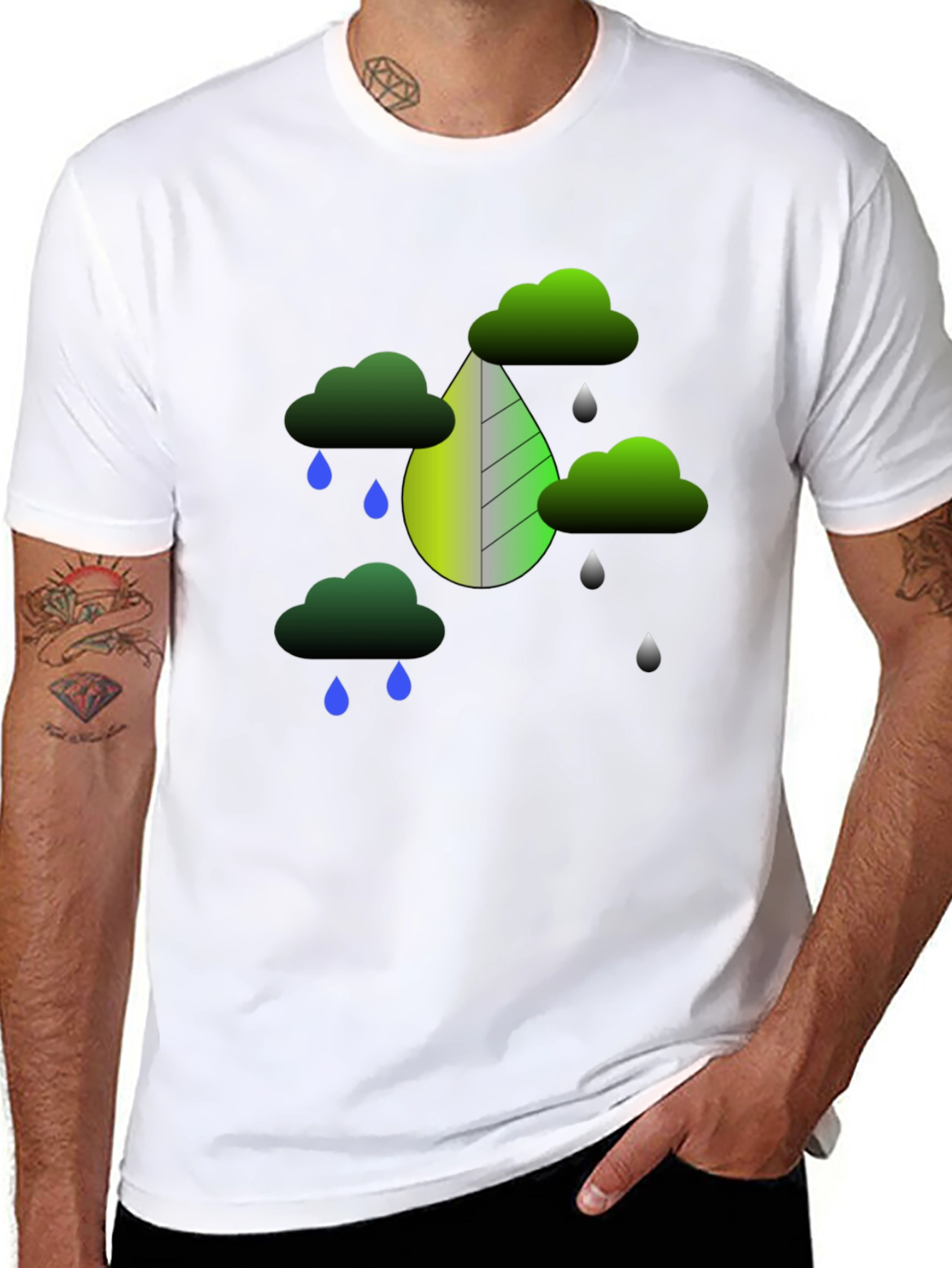 Black Nature-Inspired Graphic Tee view 8