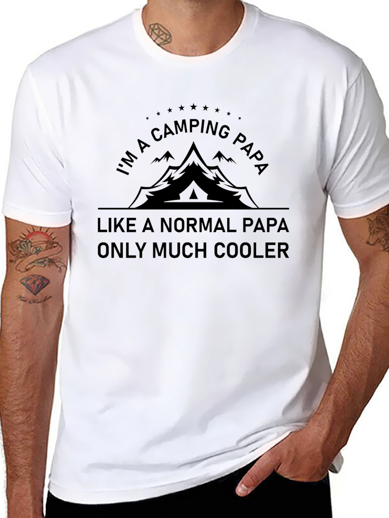 Black Camping Papa T-Shirt - Funny Gift for Outdoors Dad view 8