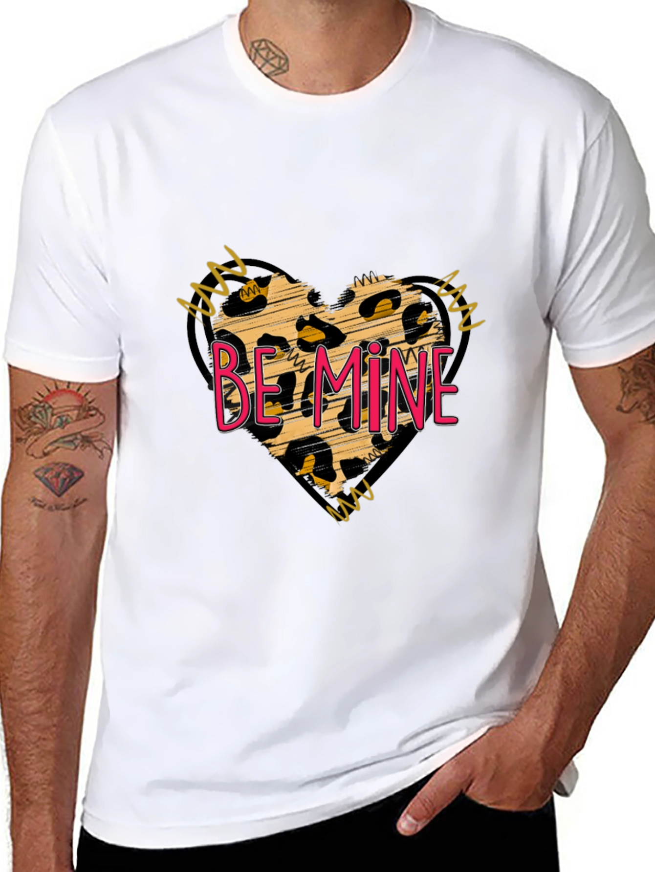 Black Leopard Heart Be Mine Valentine's T-Shirt view 8