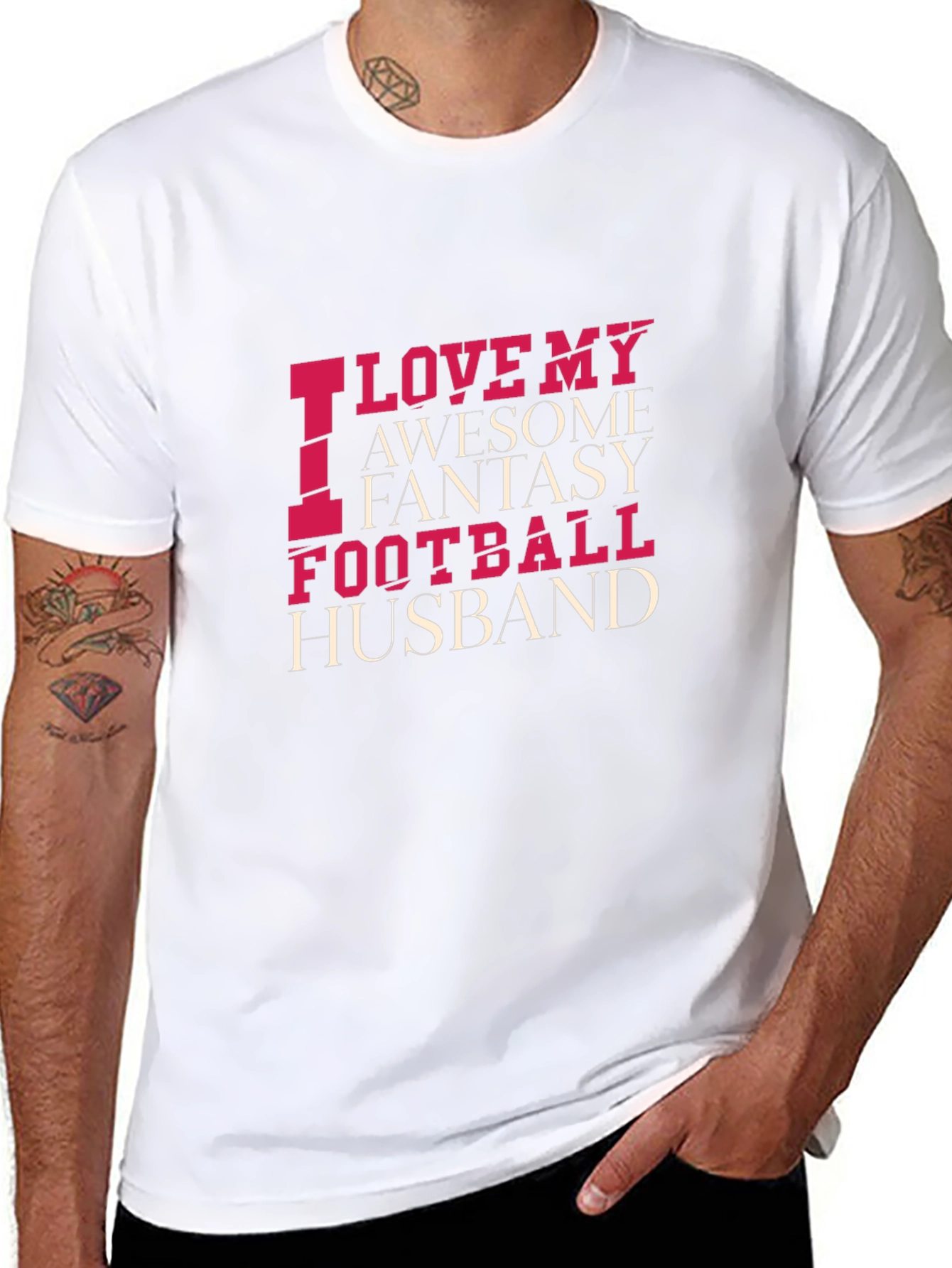 Black Funny Football Husband T-Shirt view 8