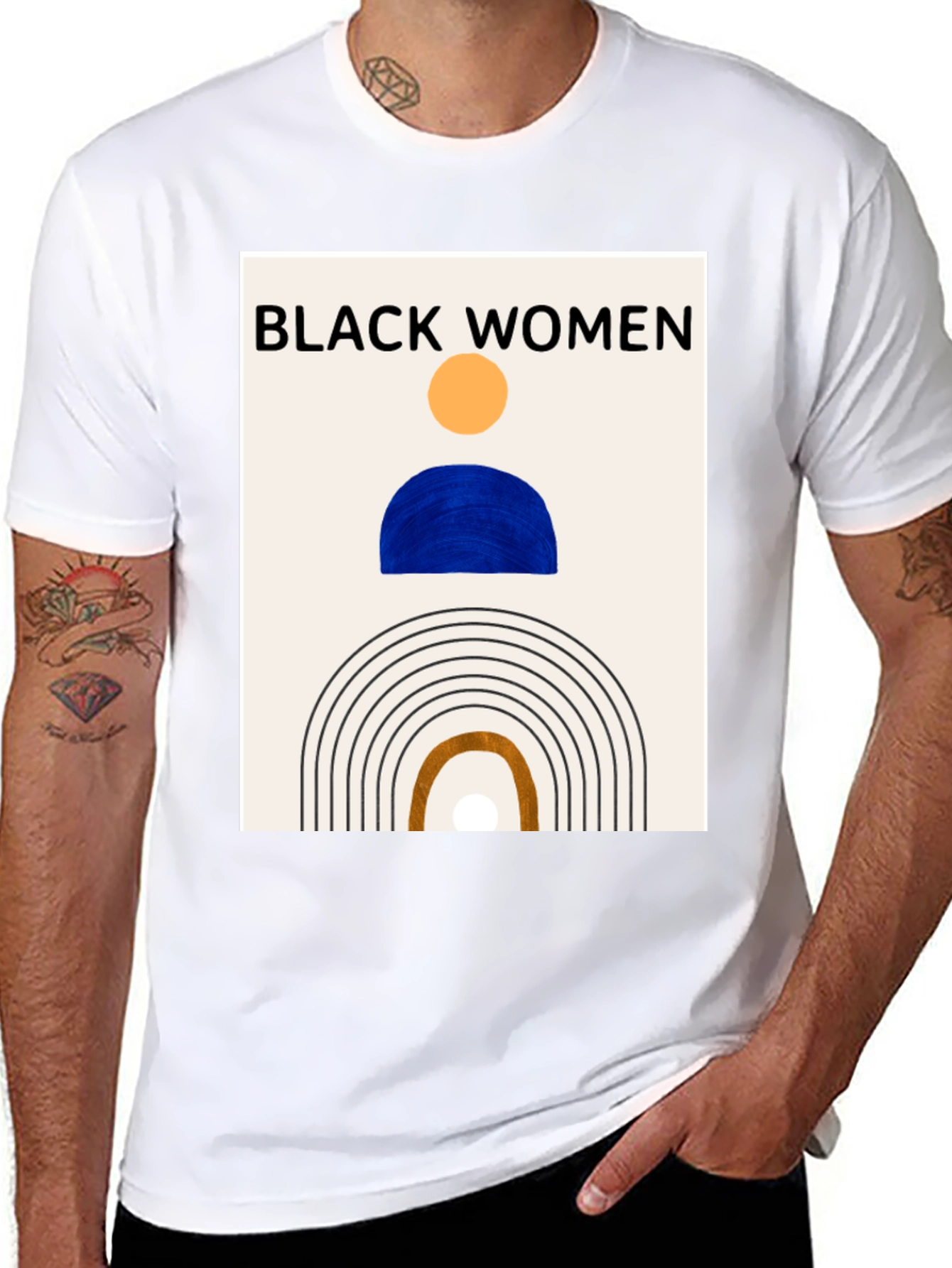 Black Black Women Graphic Tee - Modern Art T-Shirt view 8