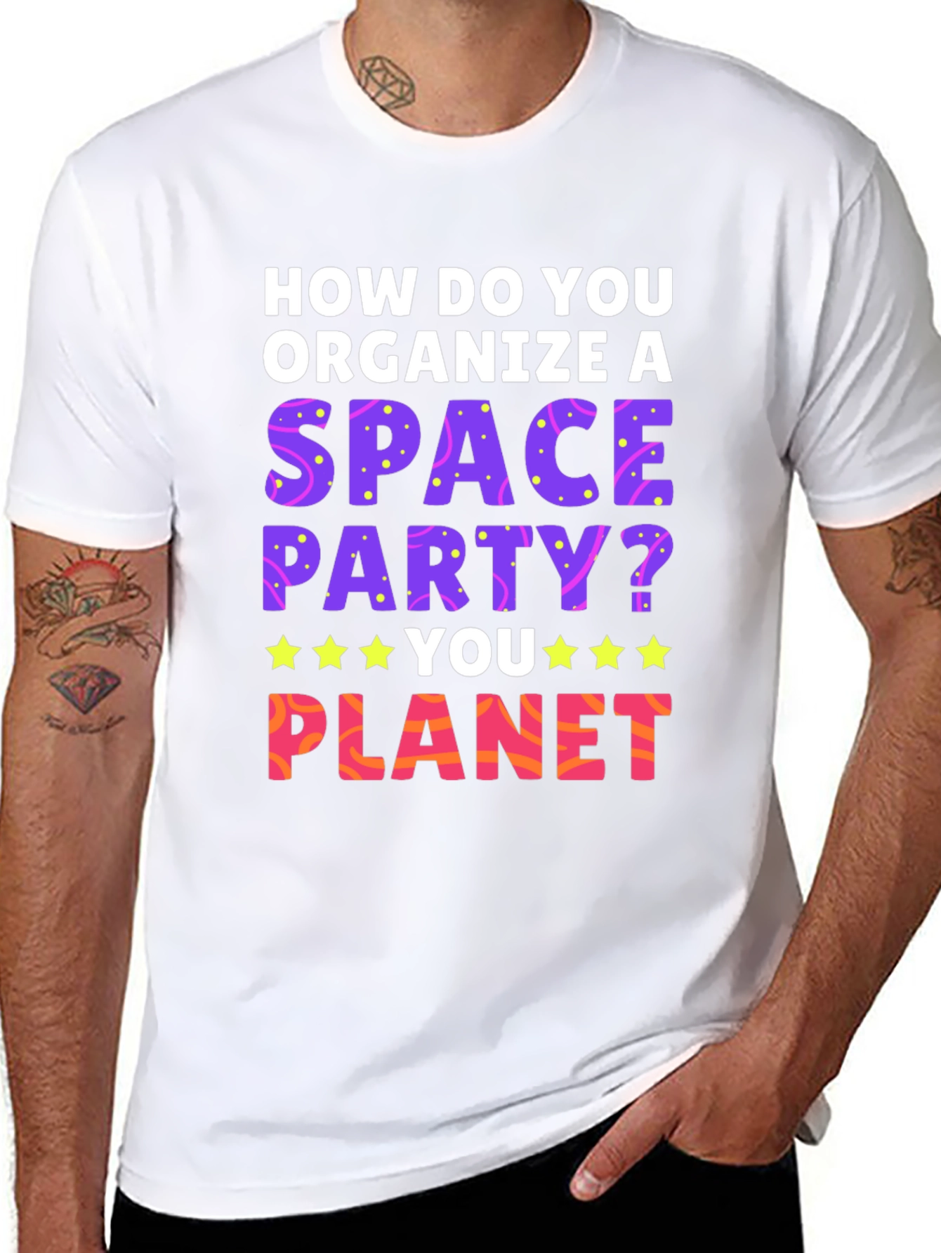 Black Space Party T-Shirt: How Do You Planet? view 8