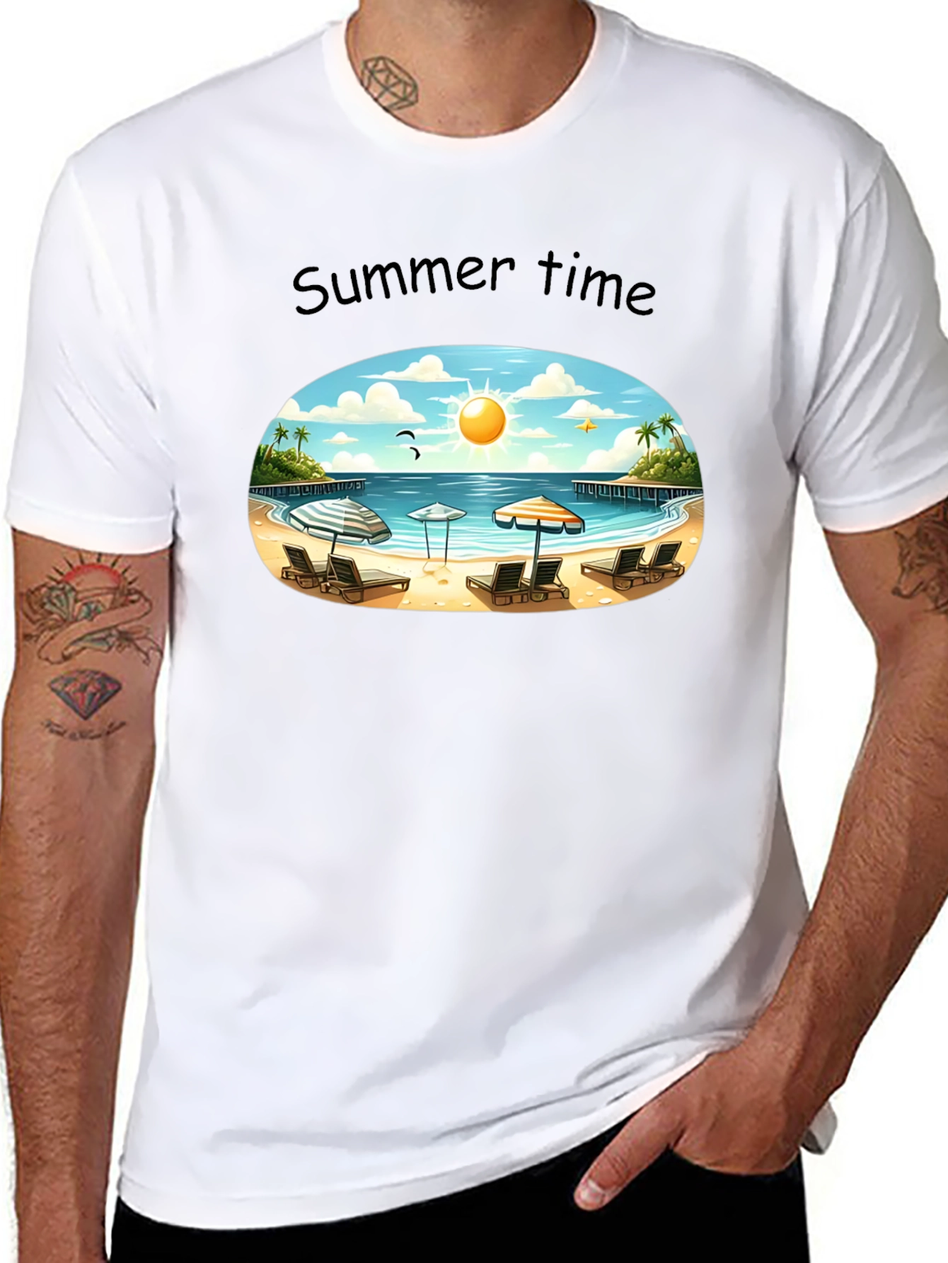 Black Summer Beach T-Shirt view 8