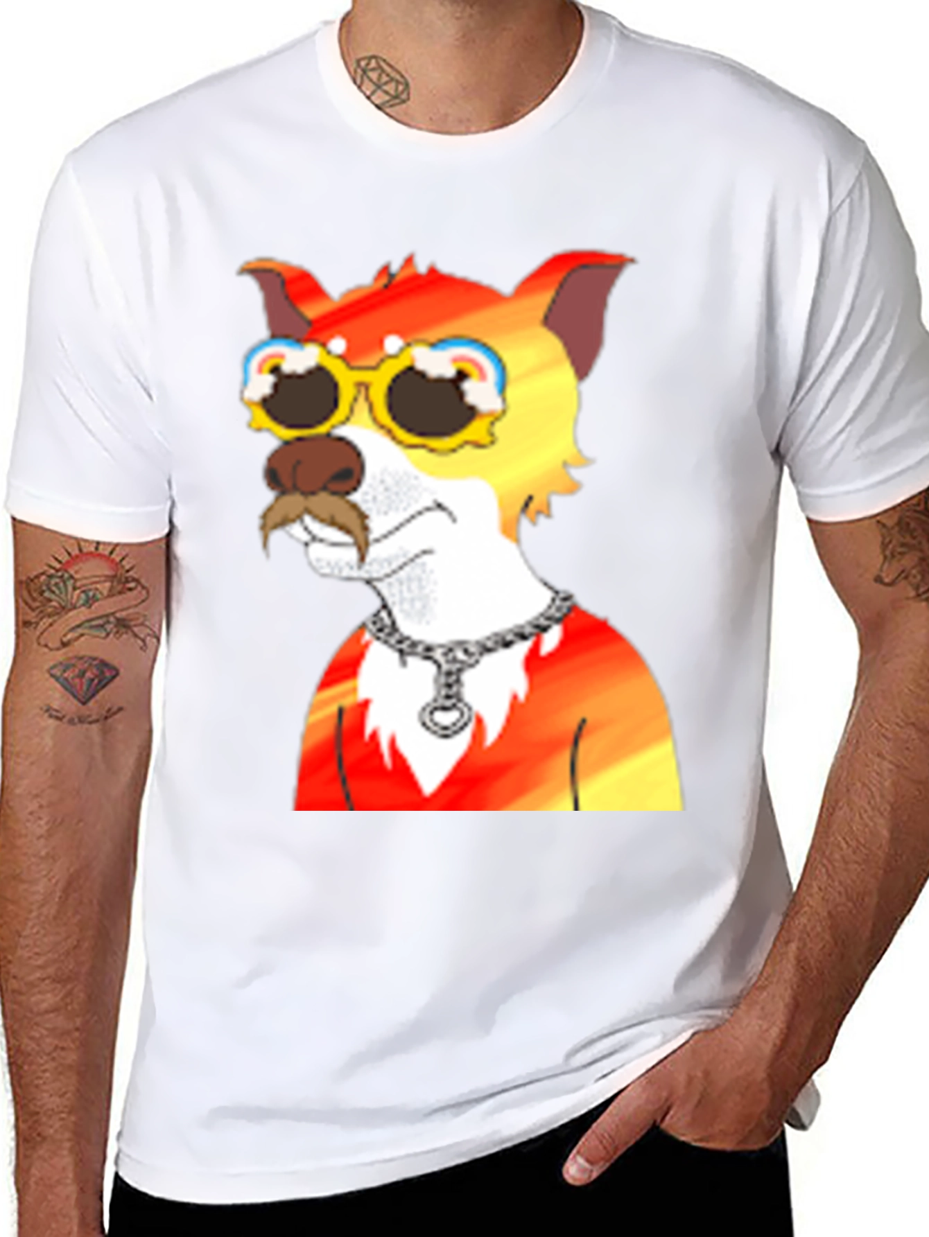 Black Cool Cartoon Dog Graphic Tee - Black view 8
