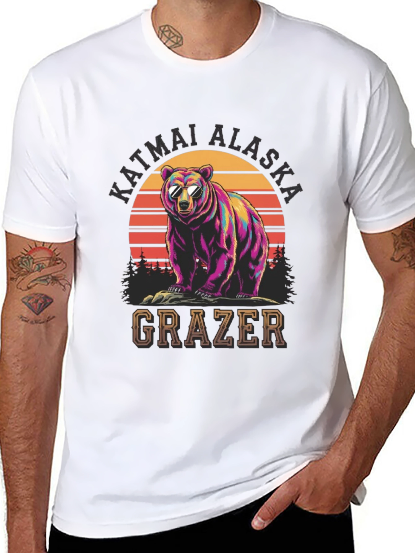 Black Katmai Alaska Bear Grazer Graphic T-Shirt view 8