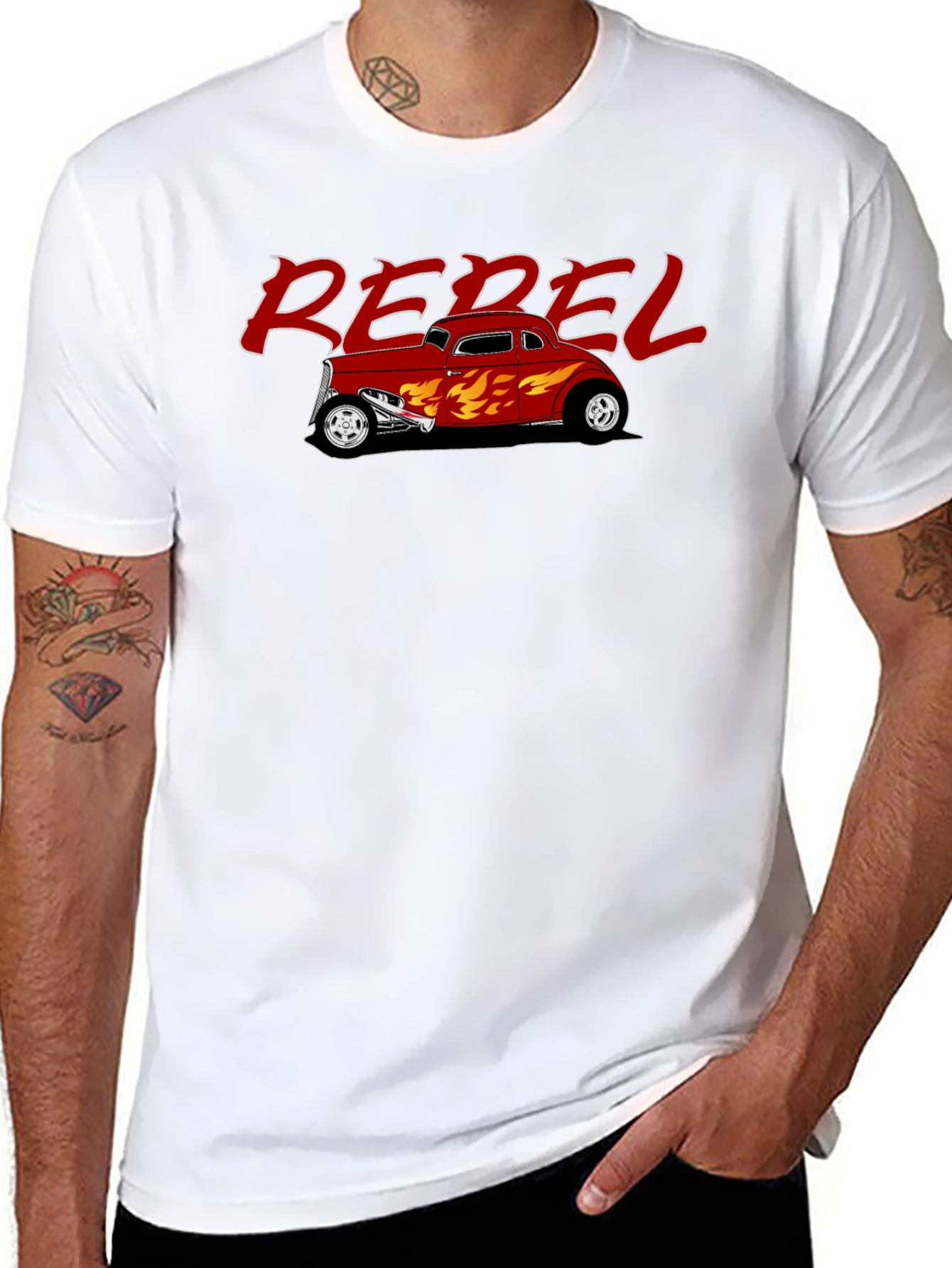Black Rebel Hot Rod Flames Graphic T-Shirt view 8