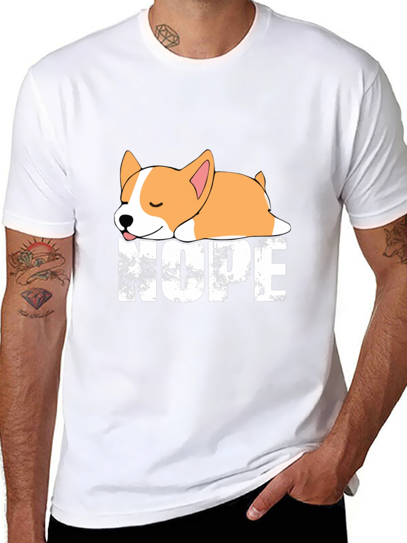 Black Nope Corgi Graphic Tee - Relaxed Fit view 8