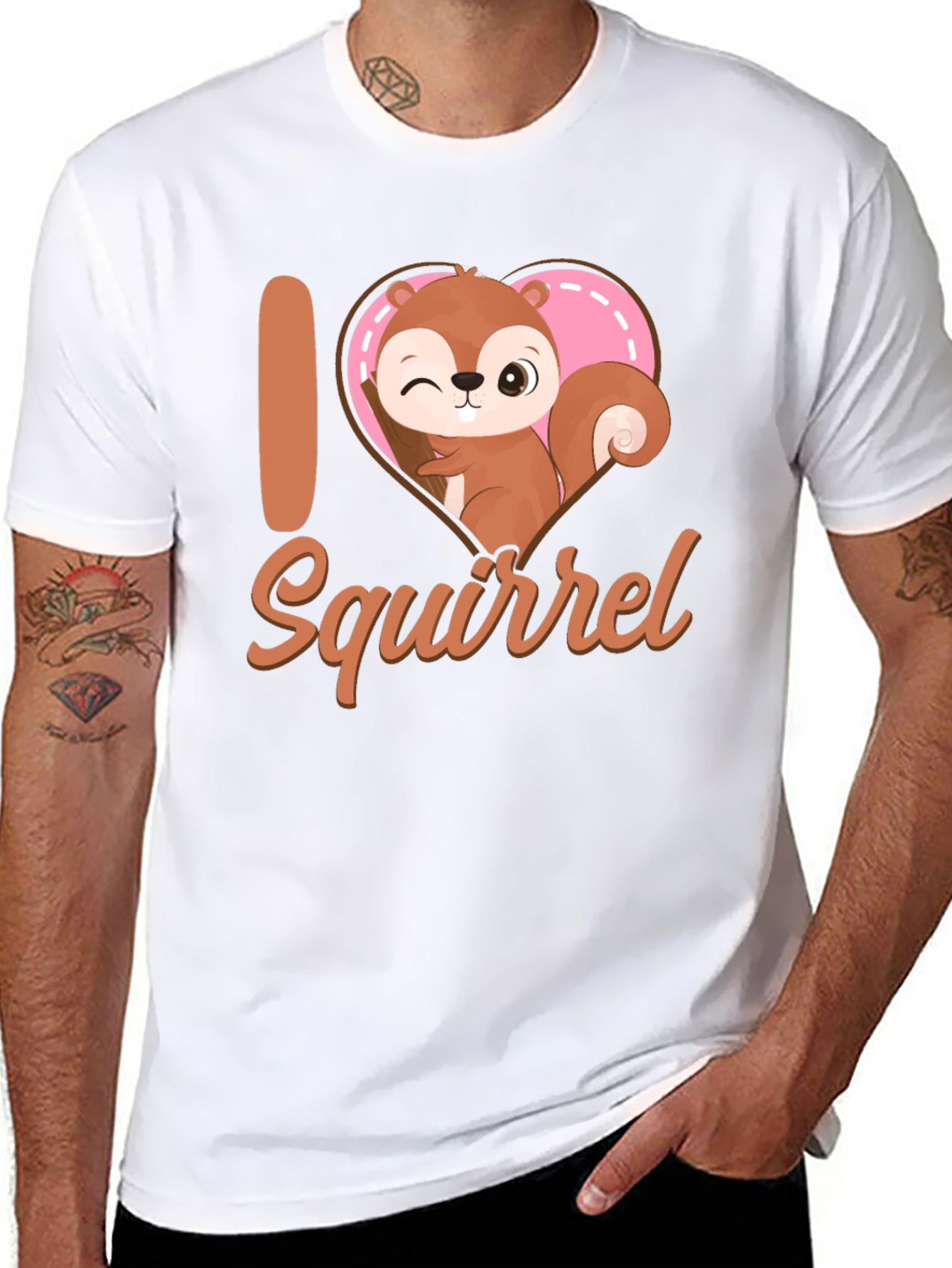Black I Heart Squirrel T-Shirt Cute Cartoon Tee view 8