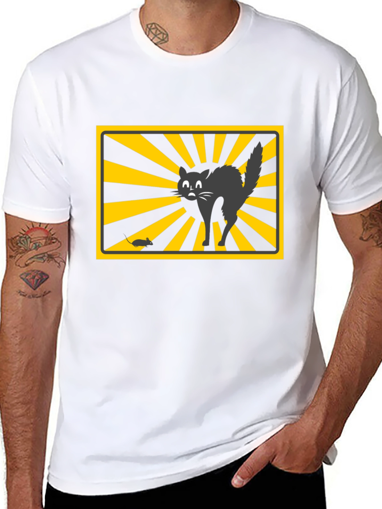 Black Funny Black Cat Warning T-Shirt view 8
